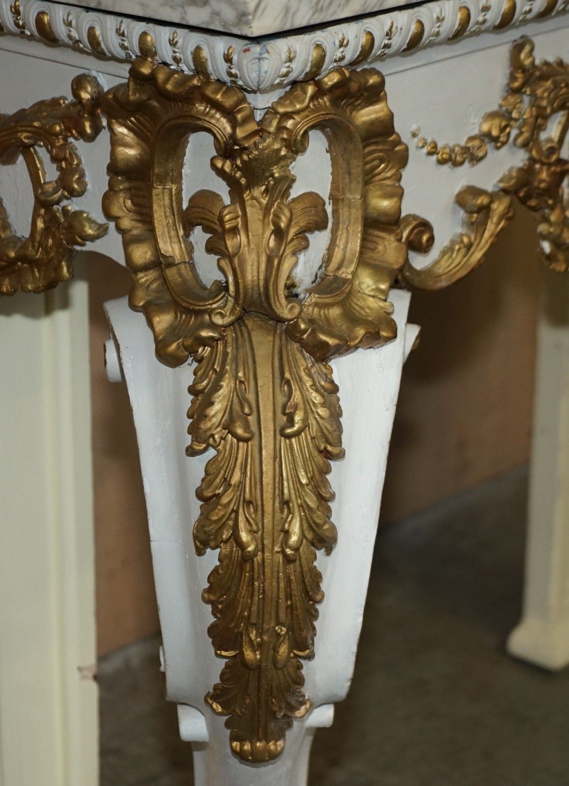Antique Italian Hand Carved Giltwood & Marble Console Table Circa 1860 Venice photo buy