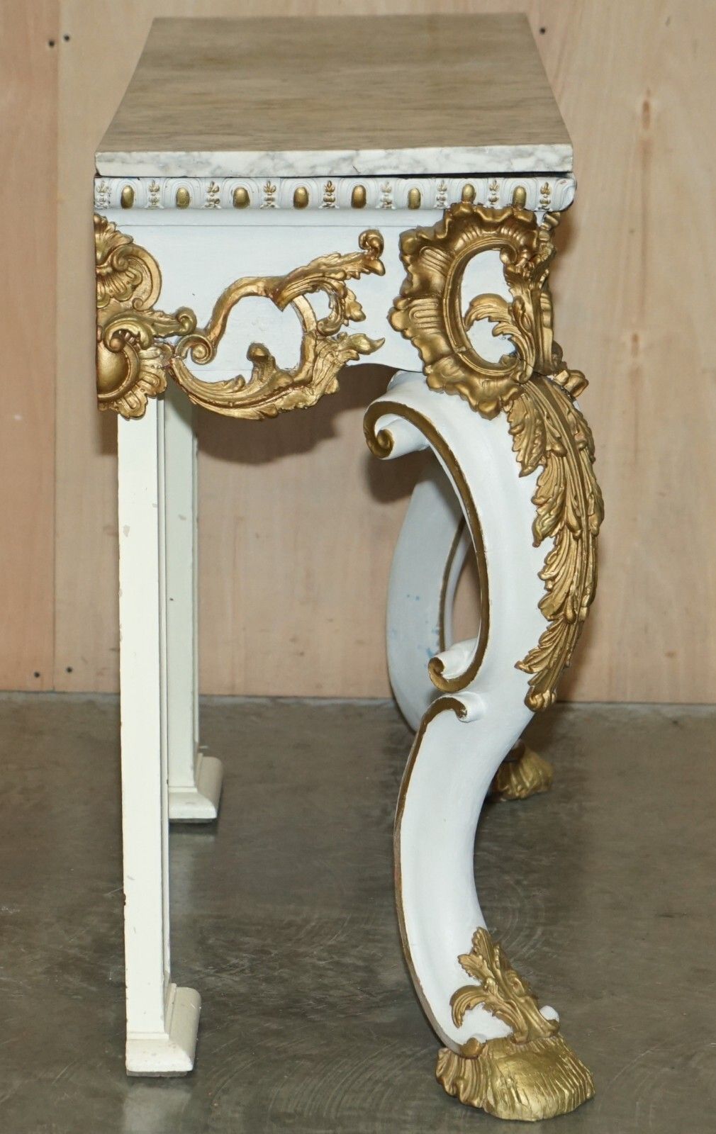 Furniture Antique Italian Hand Carved Giltwood & Marble Console Table Circa 1860 Venice photo