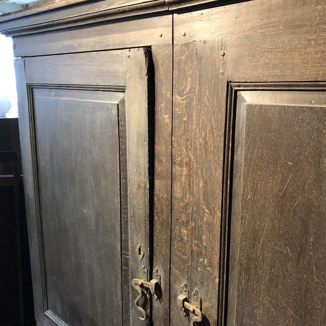 photo furniture Antique Oak Large French Country Kitchen Cupboard 19th Century