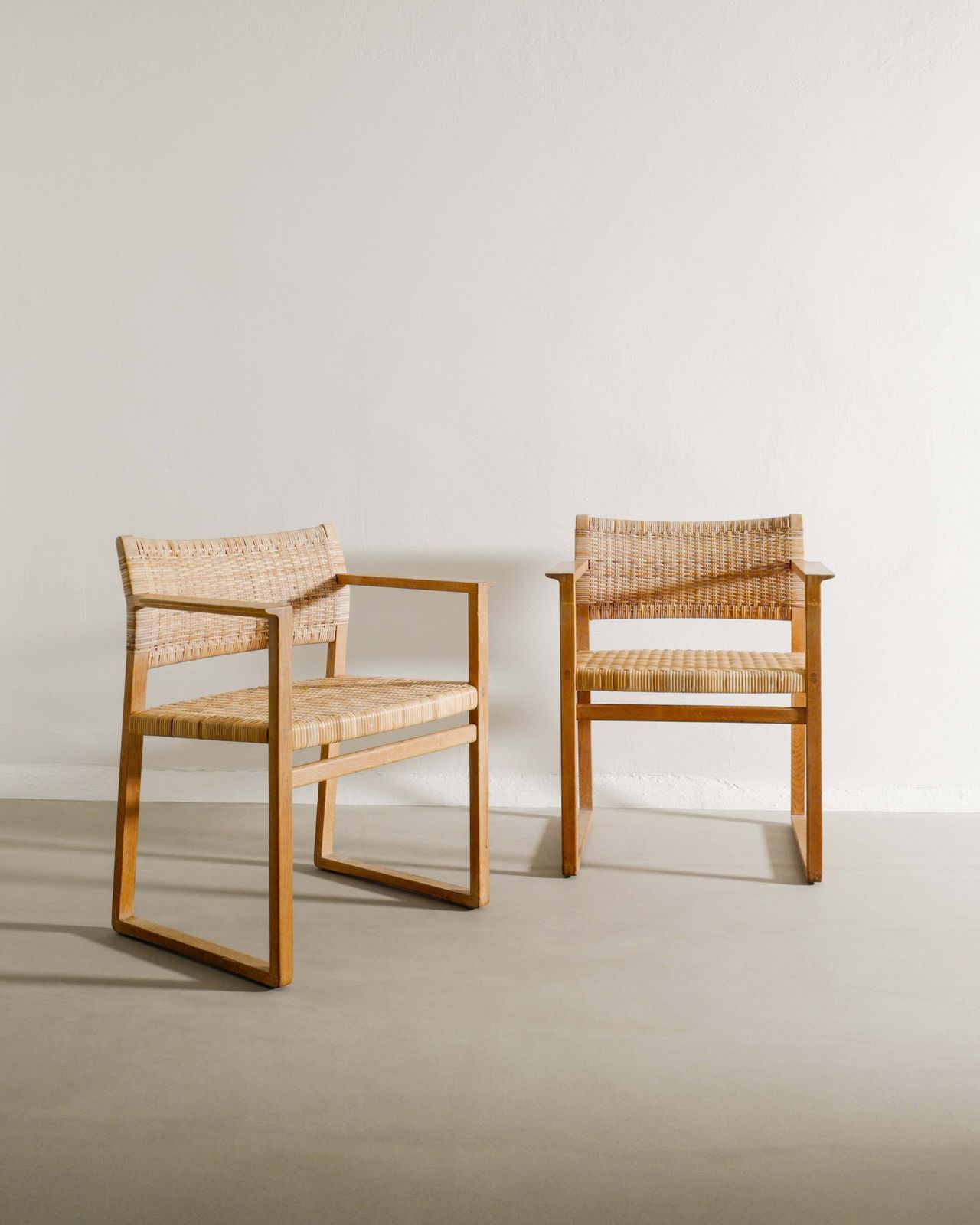 Pair Of Danish Mid Century Wooden "Bm 62" Dining Armchairs By Børge Mogensen, 1960s
