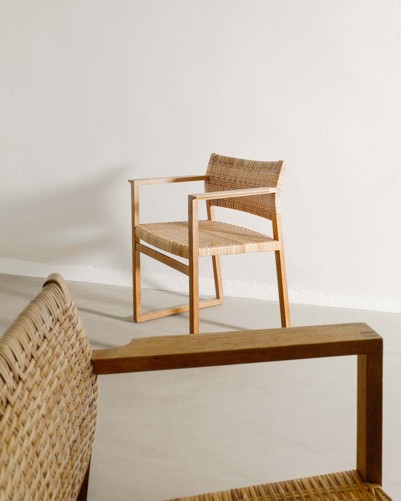 Pair Of Danish Mid Century Wooden "Bm 62" Dining Armchairs By Børge Mogensen, 1960s photo furniture