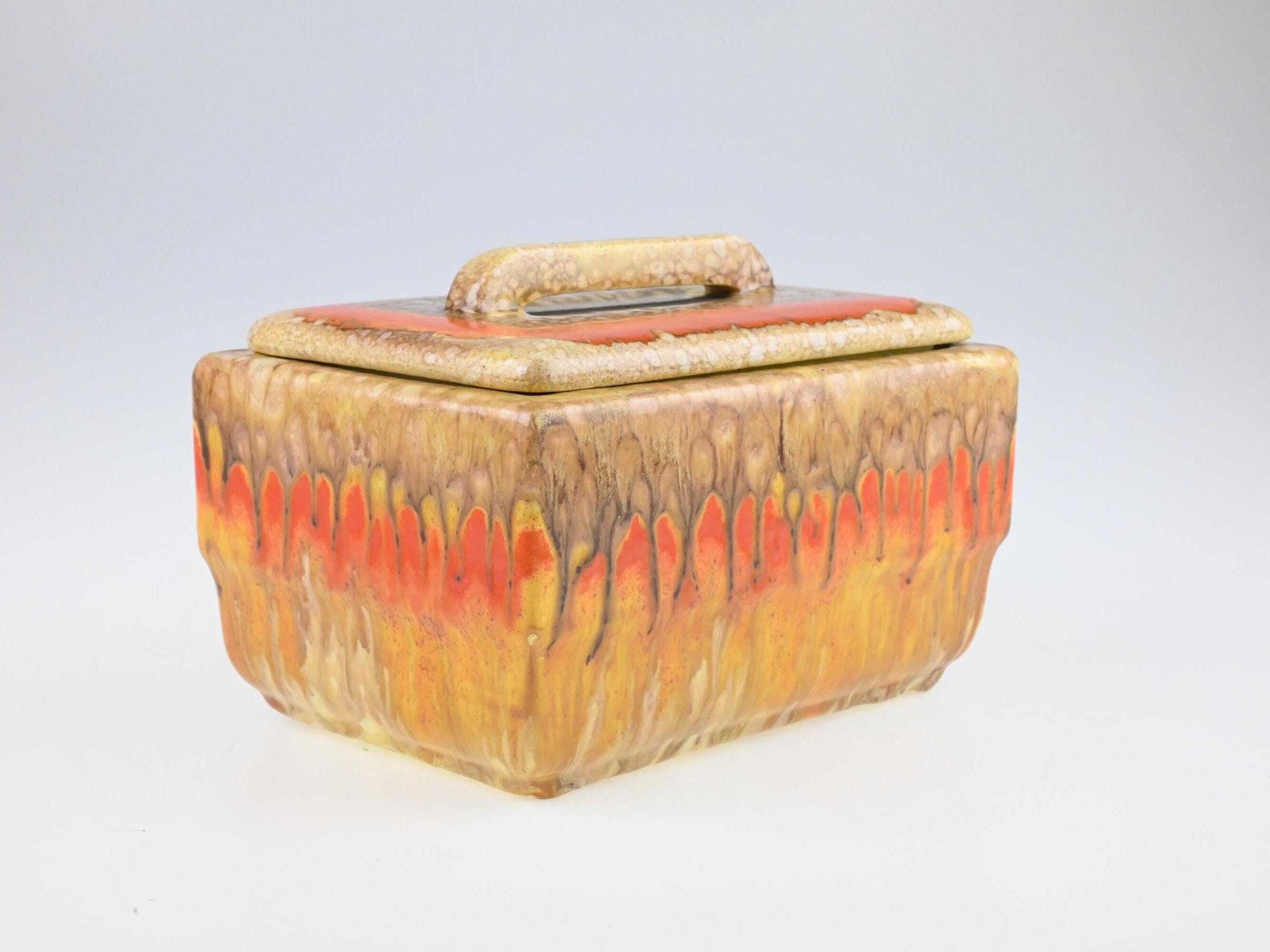 Antique German Art Deco Ceramic Box With Lid, German Pottery, Ceramic Box, Antique Trinket Box, Decorative Box, Collectible Ceramic photo vintage