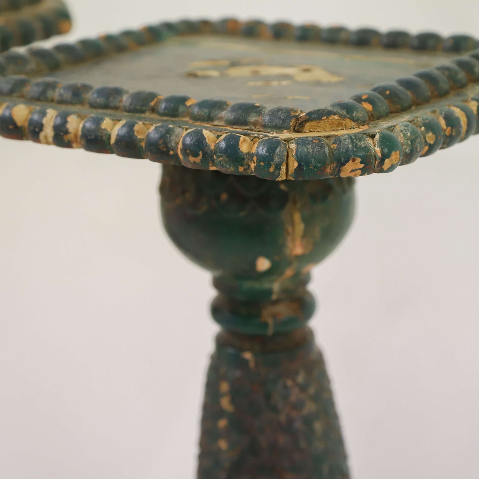 Pair Of Decorative Antique Torchières In Original Green Paint photo vinterior