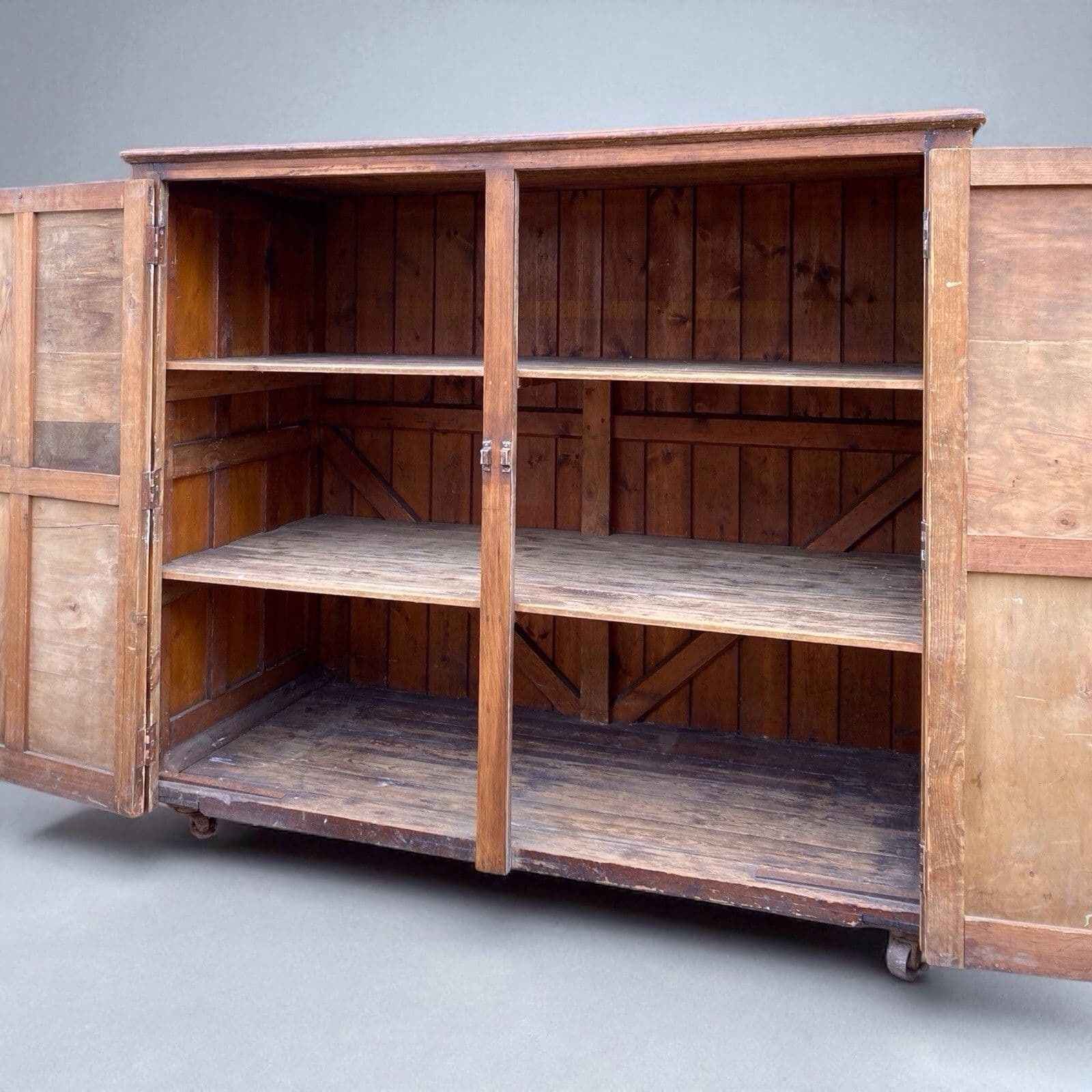 Rustic Large Antique Vintage Early 1900’s Pine And Ply School Cupboard photo 2695.0