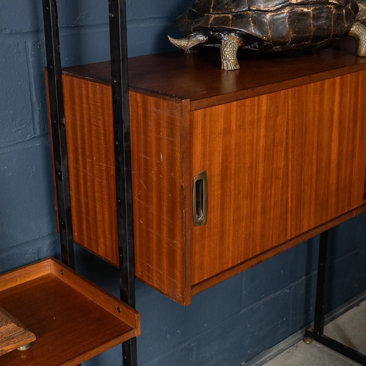 Furniture Vintage 20thc Italian Modular Teak Wall Cabinet C.1960 photo