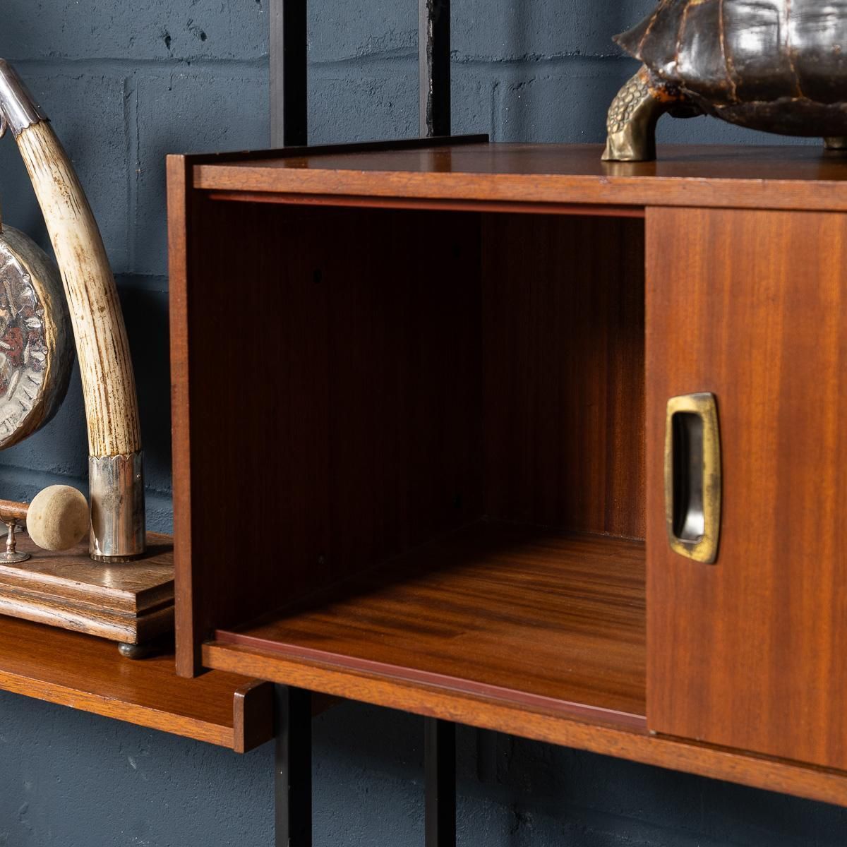 2850.0 Vintage 20thc Italian Modular Teak Wall Cabinet C.1960 photo