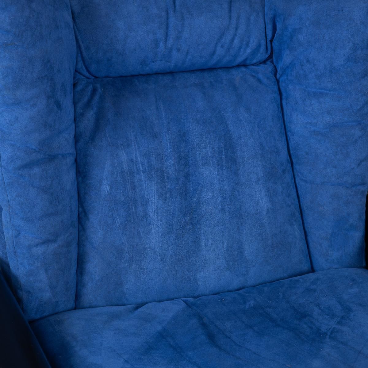 photo for sale 20thc Italian Pair Of Blue Alcantara Leather Reclining Armchairs By Cinova C1980