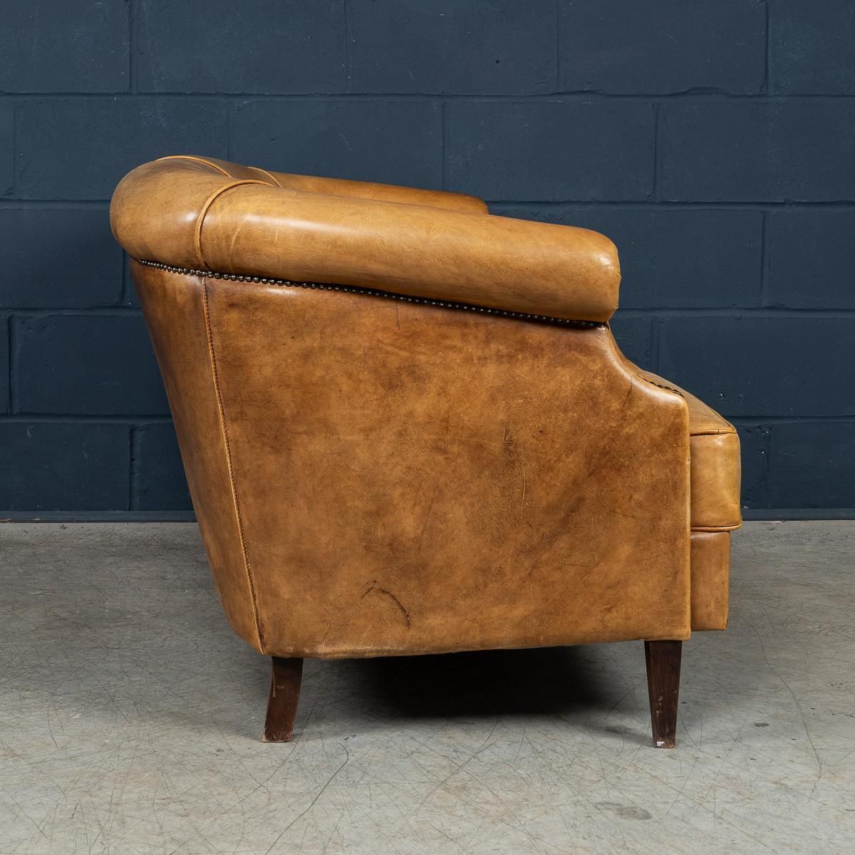 Vintage 20th Century Dutch Sheepskin Leather Sofa photo vinterior