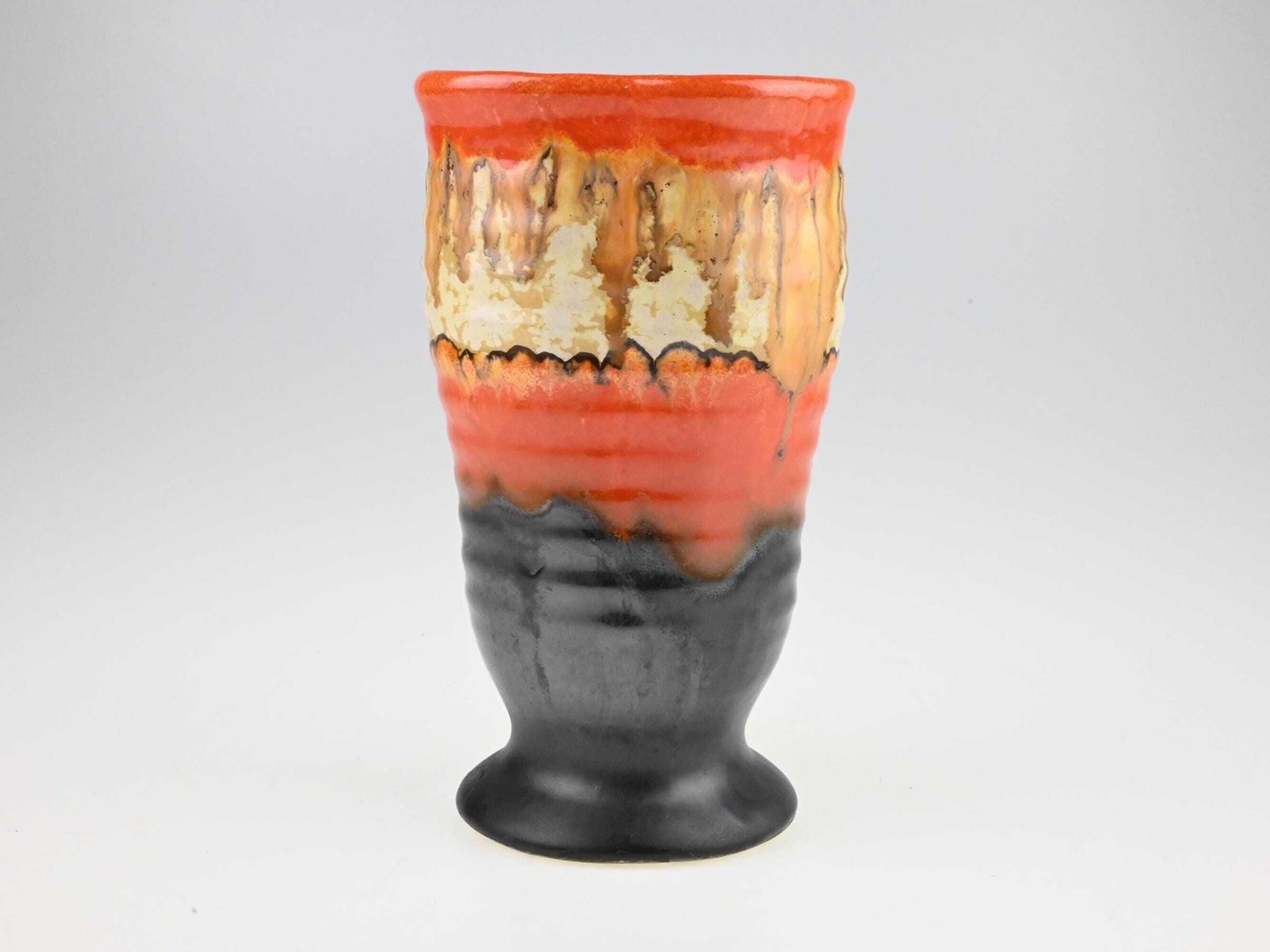 Antique German Art Deco Ceramic Vase, German Pottery, Ceramic Flower Vase, Brown Ceramic Vase, Ceramic Vase, Art Deco Vase, Old Vase photo for sale