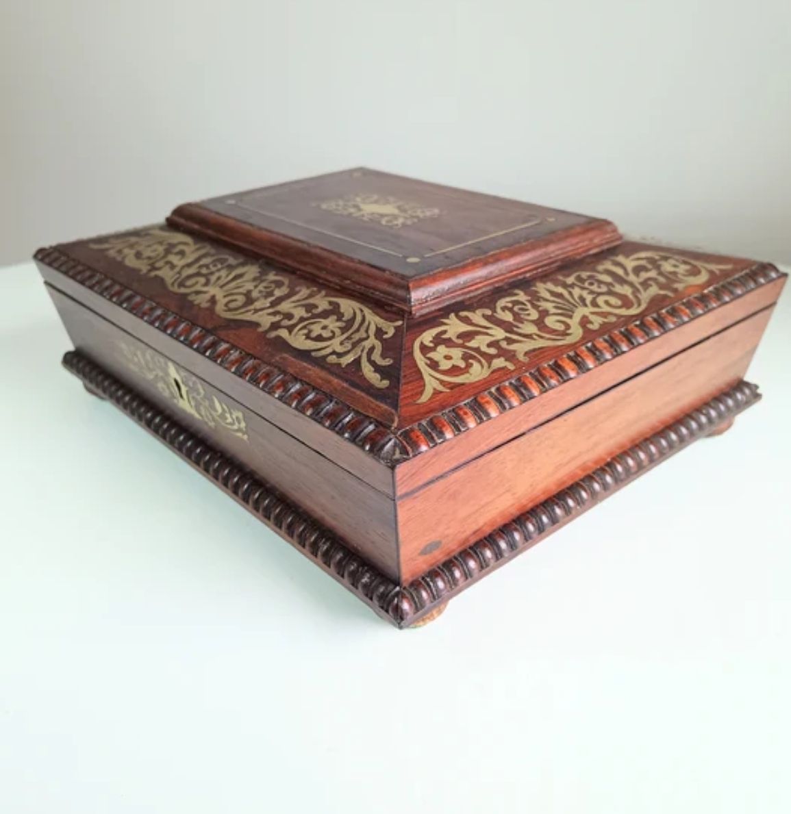 Antique 1830s Regency Boulle Work Casket Box Mahogany Or Rosewood   Irish Or English photo vinterior