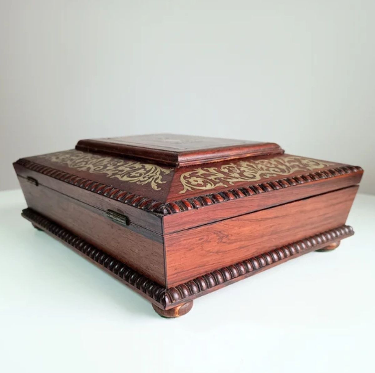 Antique 1830s Regency Boulle Work Casket Box Mahogany Or Rosewood   Irish Or English photo furniture