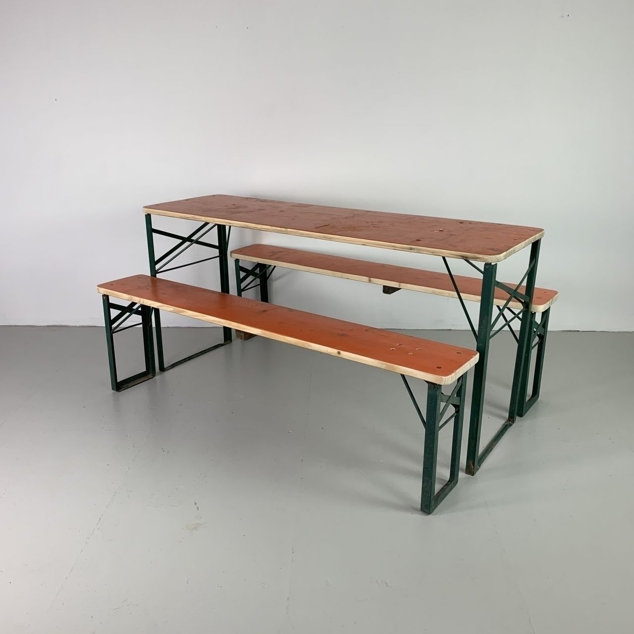 Vintage Shorter Length German Beer Table And Benches
