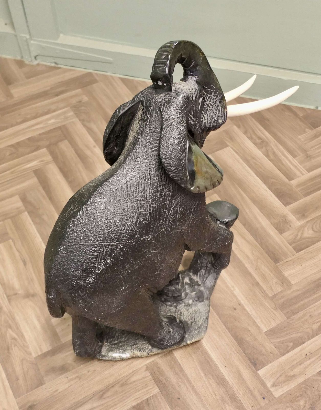 Carved Elephant, One Piece Marble Sculpture photo 1800.0