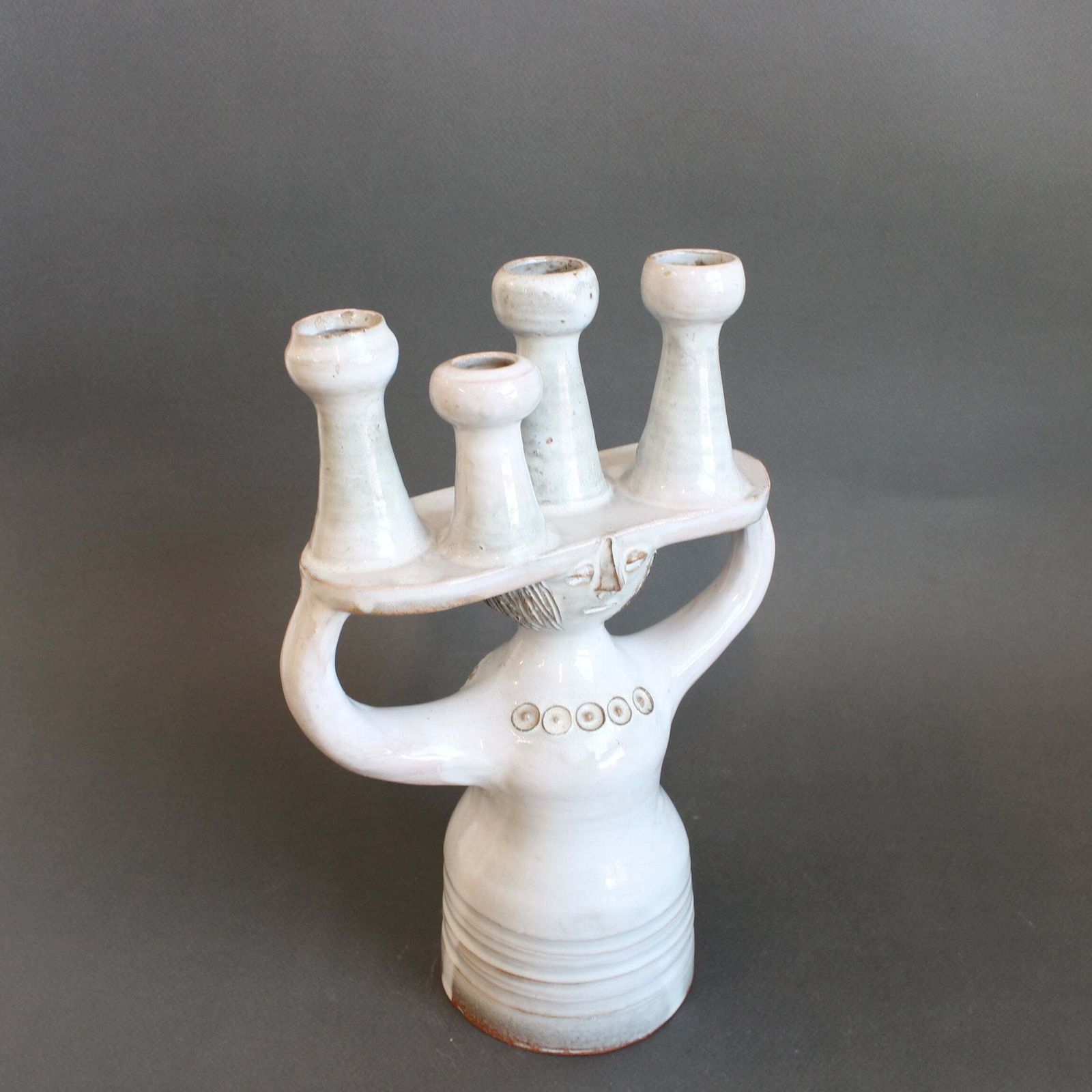 photo furniture Ceramic Candle Holder / 'Pottery Porter' Sculpture By Jacques Pouchain   Atelier Dieulefit (Circa 1960s 70s)