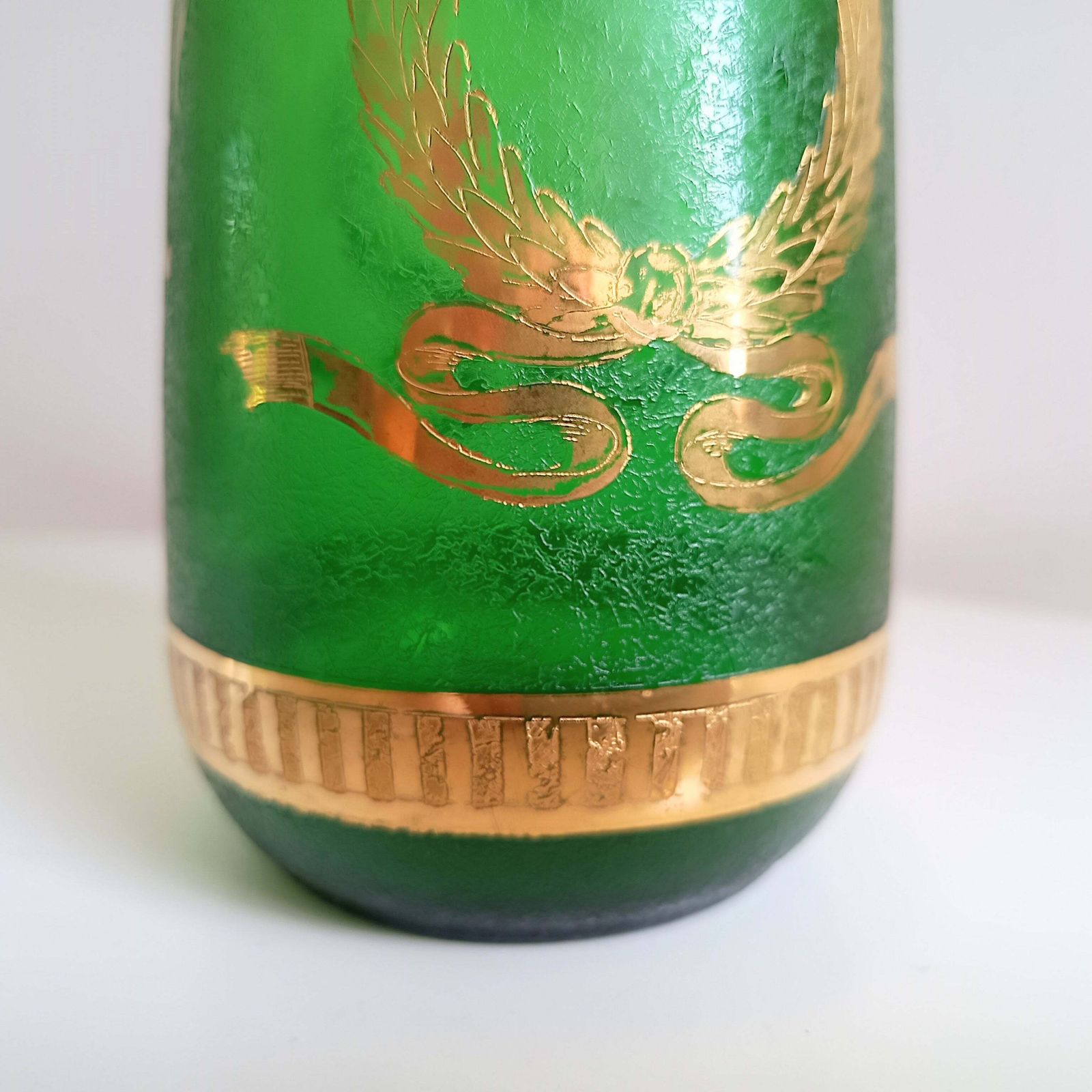 Art Nouveau Emerald Or Nile Green Glass Vase, Acid Etched, Legras Montjoyes C. 1880s photo Home Decor