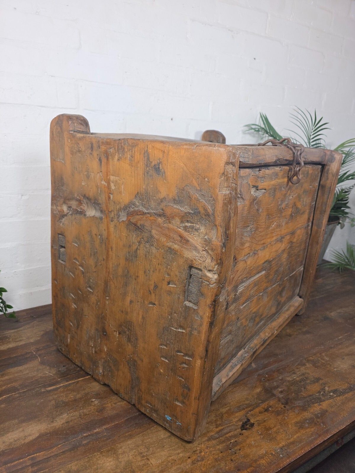 Vintage Rustic Wabi Sabi Himalayan Himachal Wooden Trunk Chest Blanket Box photo buy