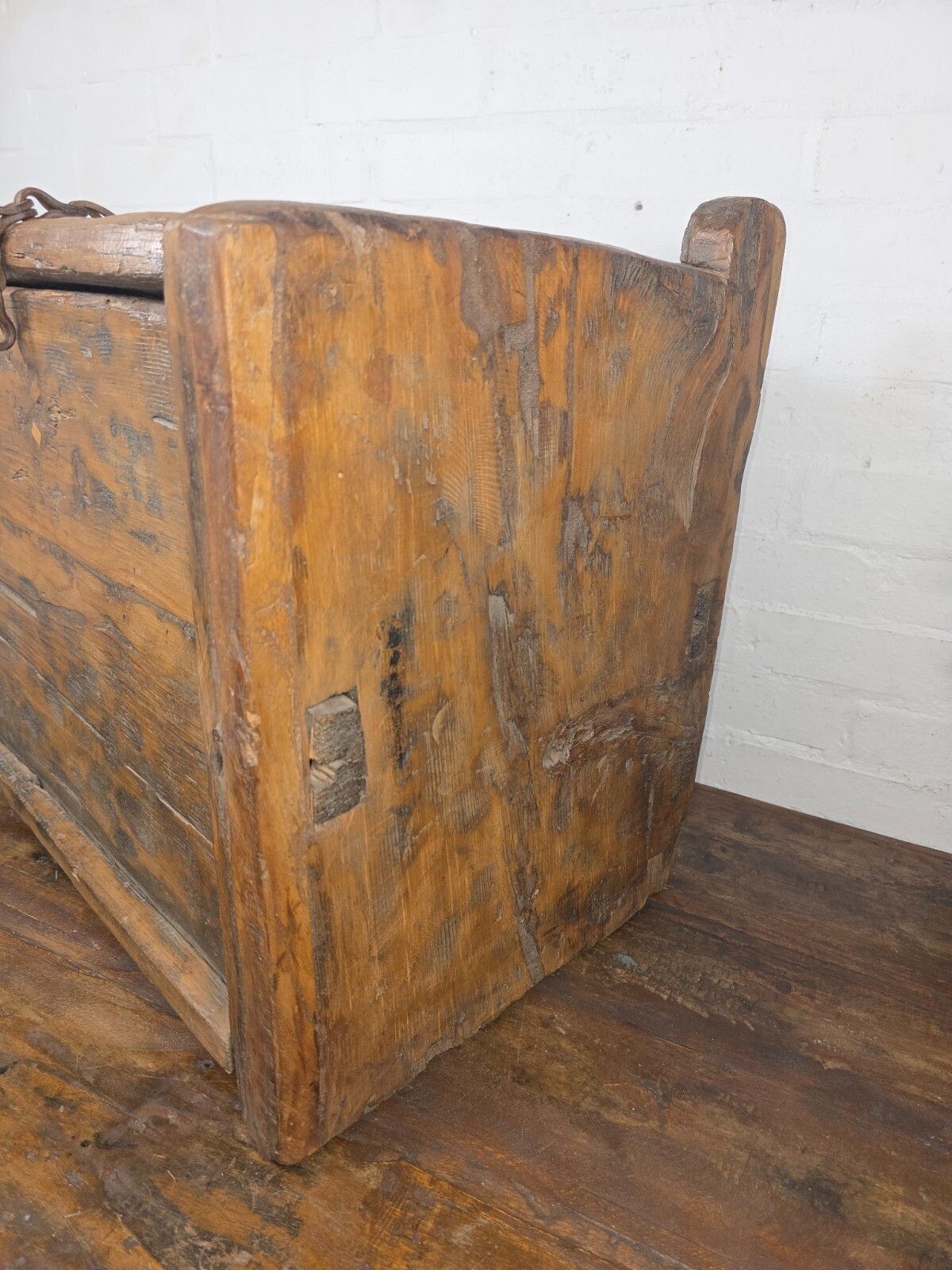 Vintage Rustic Wabi Sabi Himalayan Himachal Wooden Trunk Chest Blanket Box photo vintage