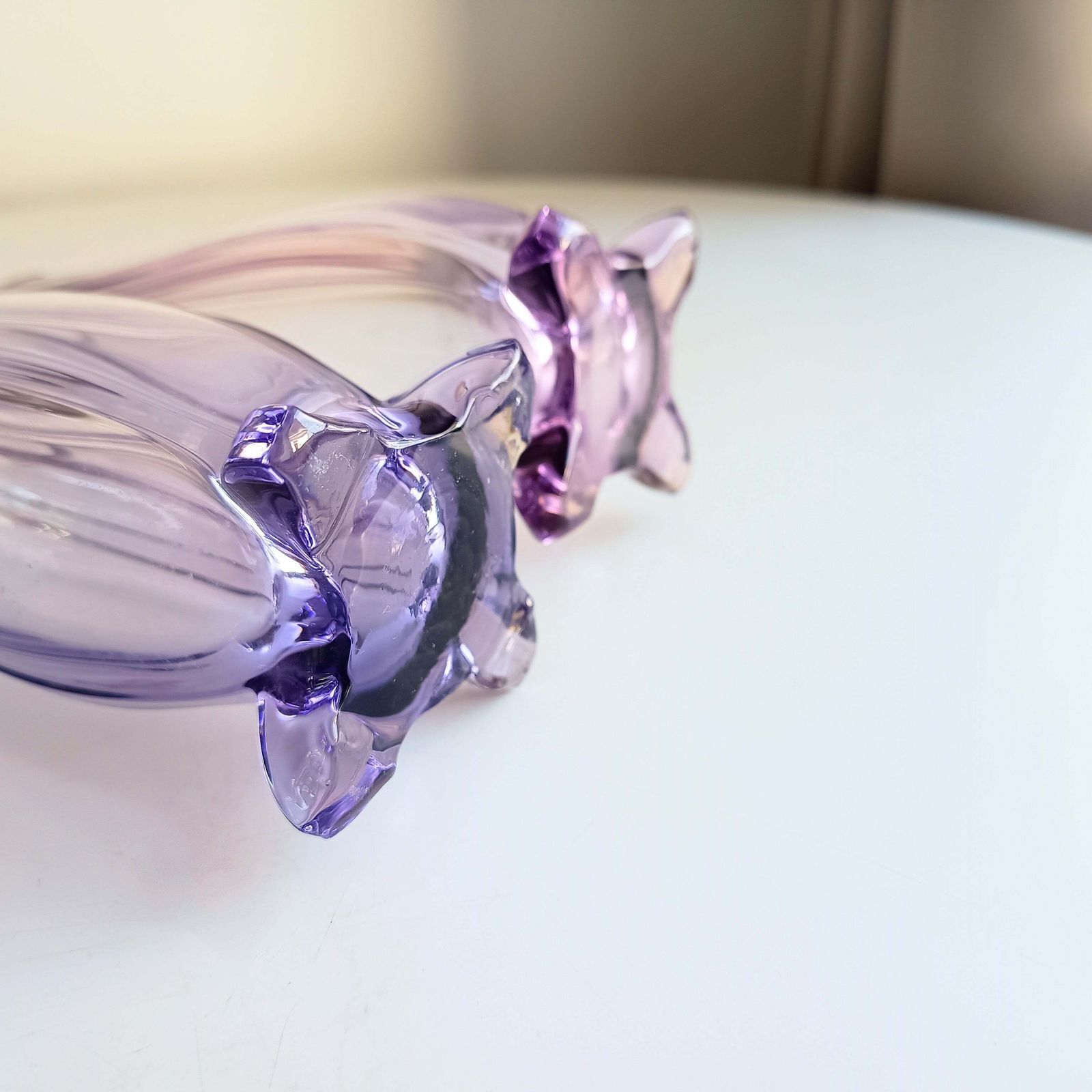 Antique Pair Of Bohemia Export Amethyst Purple Glass Vases, London Hallmarked To David Loebl, Schindler, Sterling Silver Collars 1920s photo buy