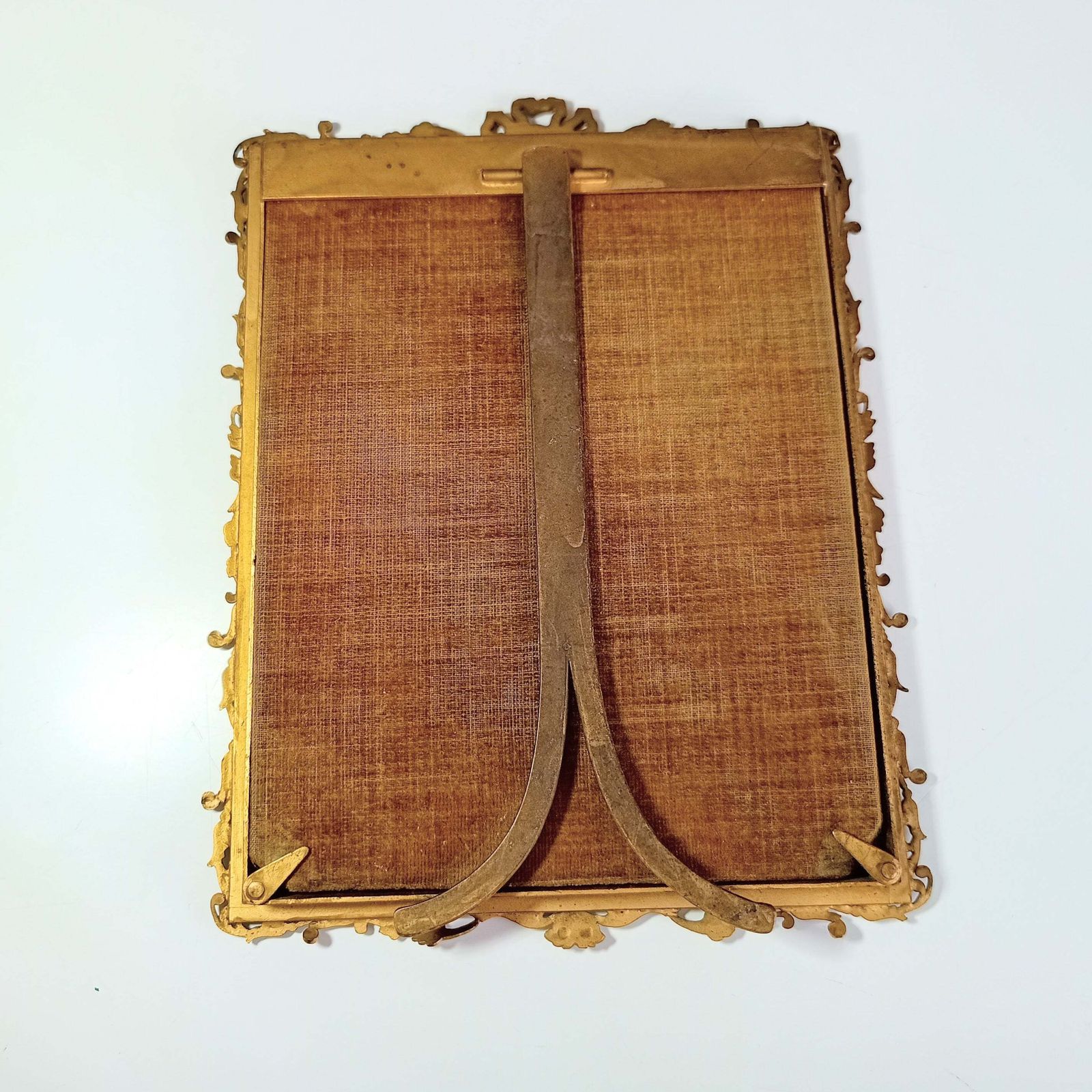 Antique French Gilt Brass Picture Frame With 1900 Photographic Portrait Of An Edwardian Lady – Velvet Back And Dore Bronze Easel Stand photo for sale