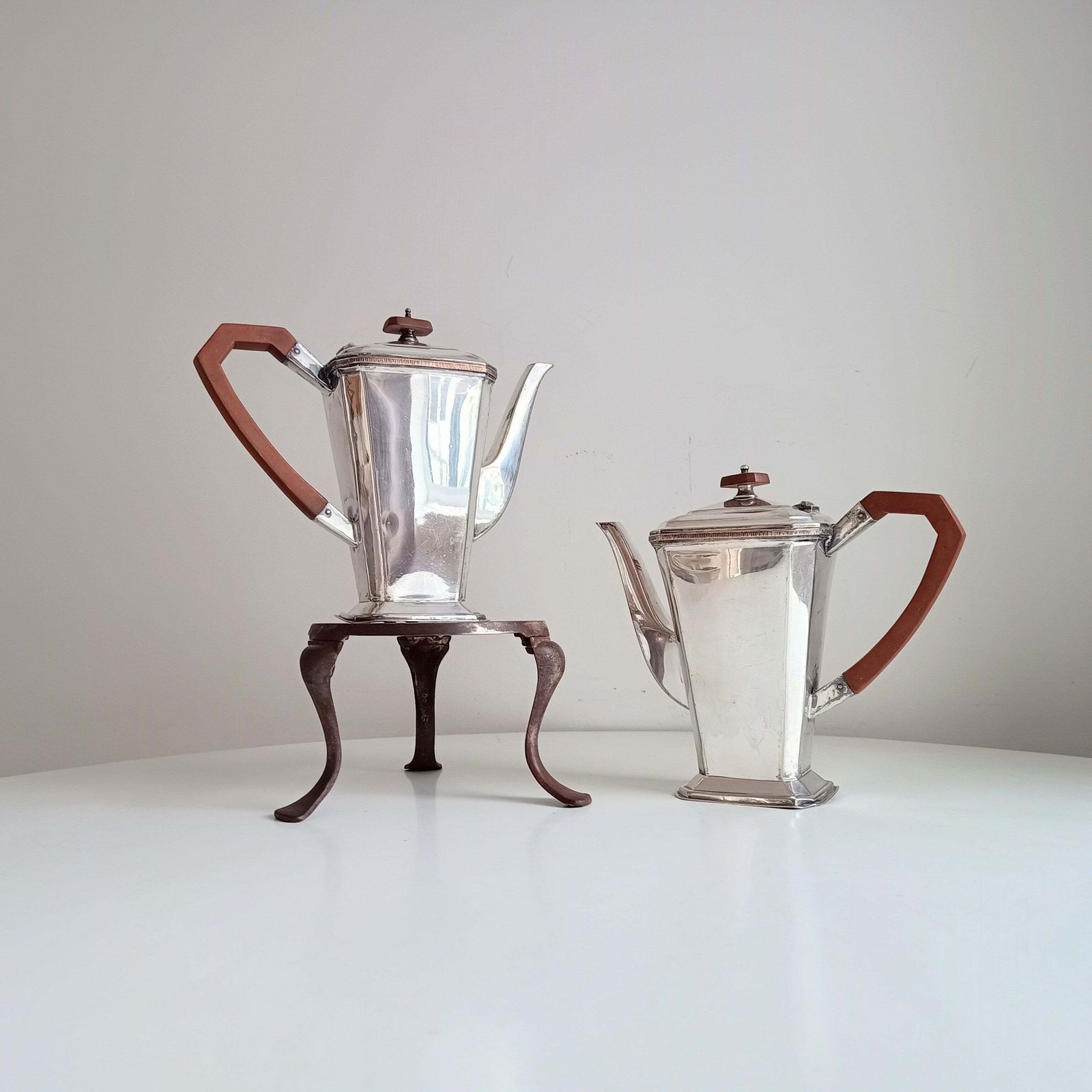 photo for sale Antique English Art Nouveau Cast Iron Trivet, Registered Design 430938 For 1906 On Three Bound Legs