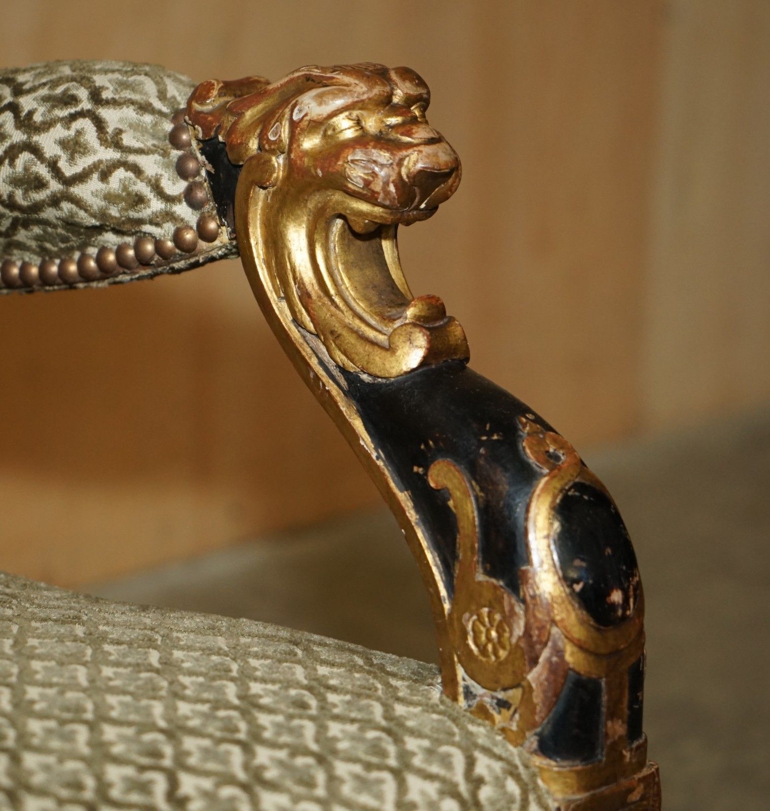 Regency Bronzed Parcel Gilt Library Armchair After A Design By George Smith 1815 photo for sale