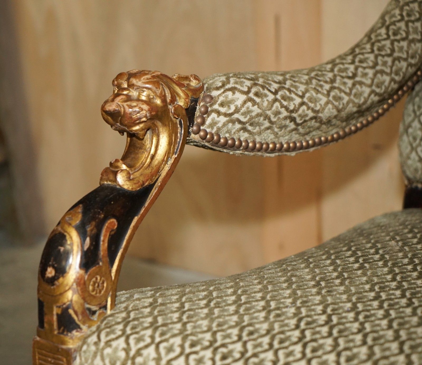 Furniture Regency Bronzed Parcel Gilt Library Armchair After A Design By George Smith 1815 photo