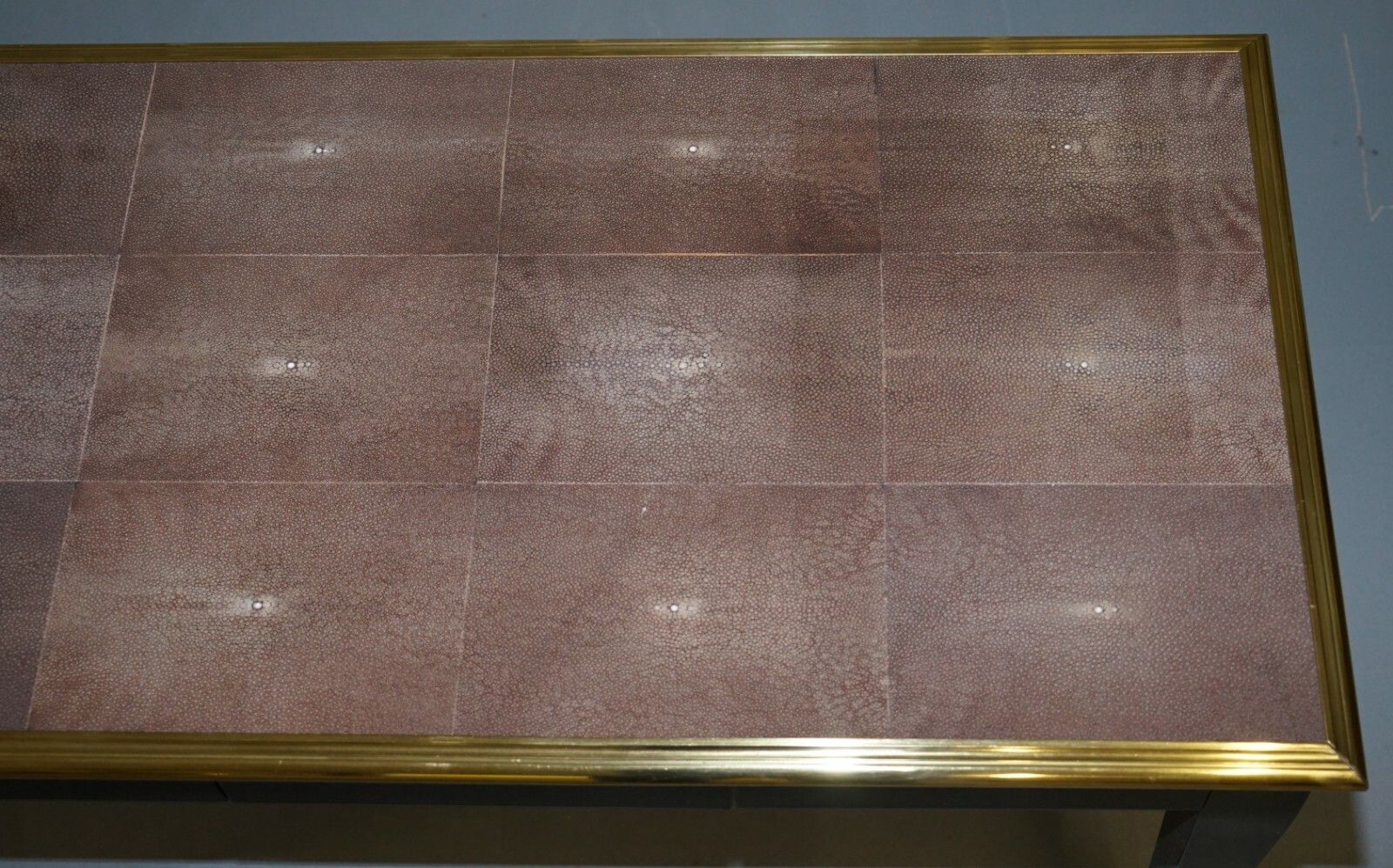 Rrp £13,000 Original Shagreen Gilt Metal Writing Table Desk With Single Drawer photo 4740.0