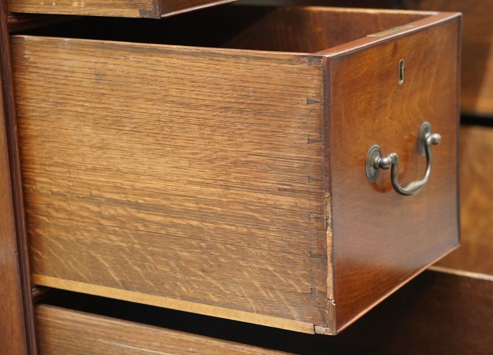 3850.0 Original Georgian / Regency Military Campaign Desk With Large Map Drawer Circa photo