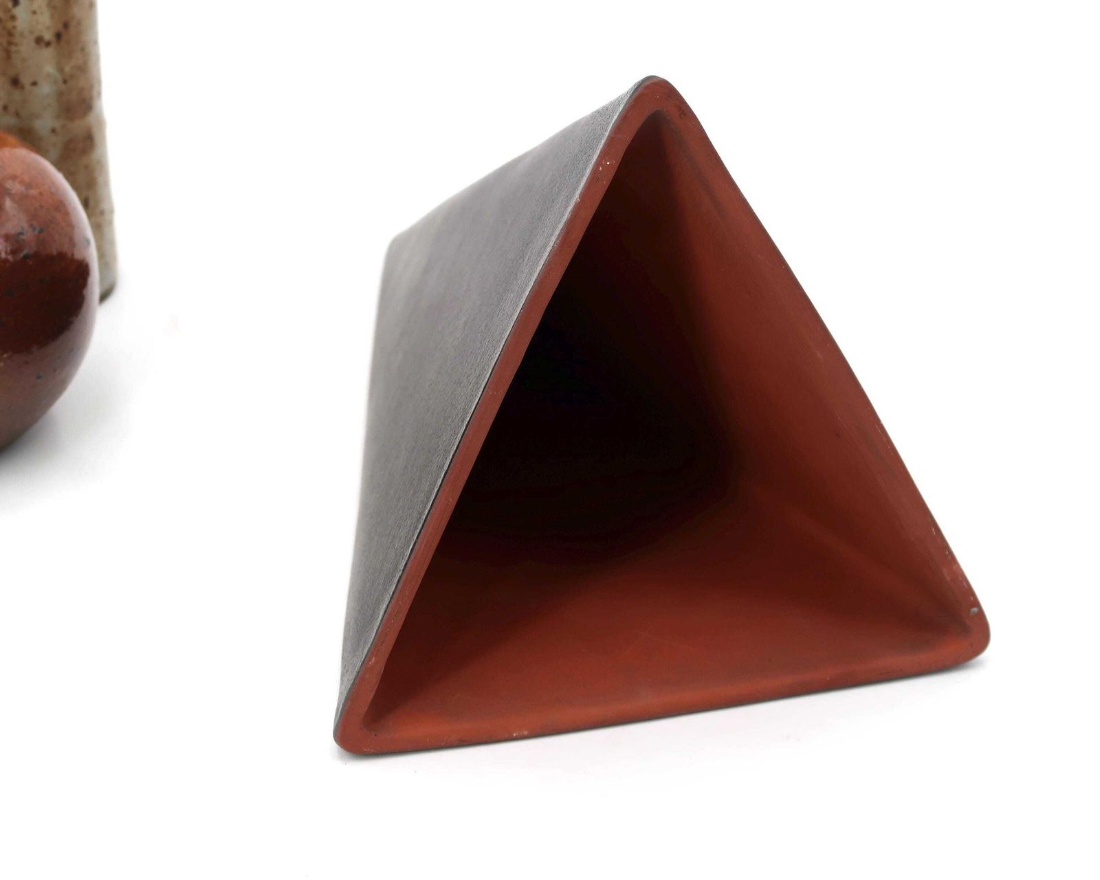 Matte Black Ceramic Pyramid Sculpture By Antonio Lampecco, 1980s / Georges Jouve Style, Ruelland, Minimalist, Home Decor, Geometric Shapes photo vintage