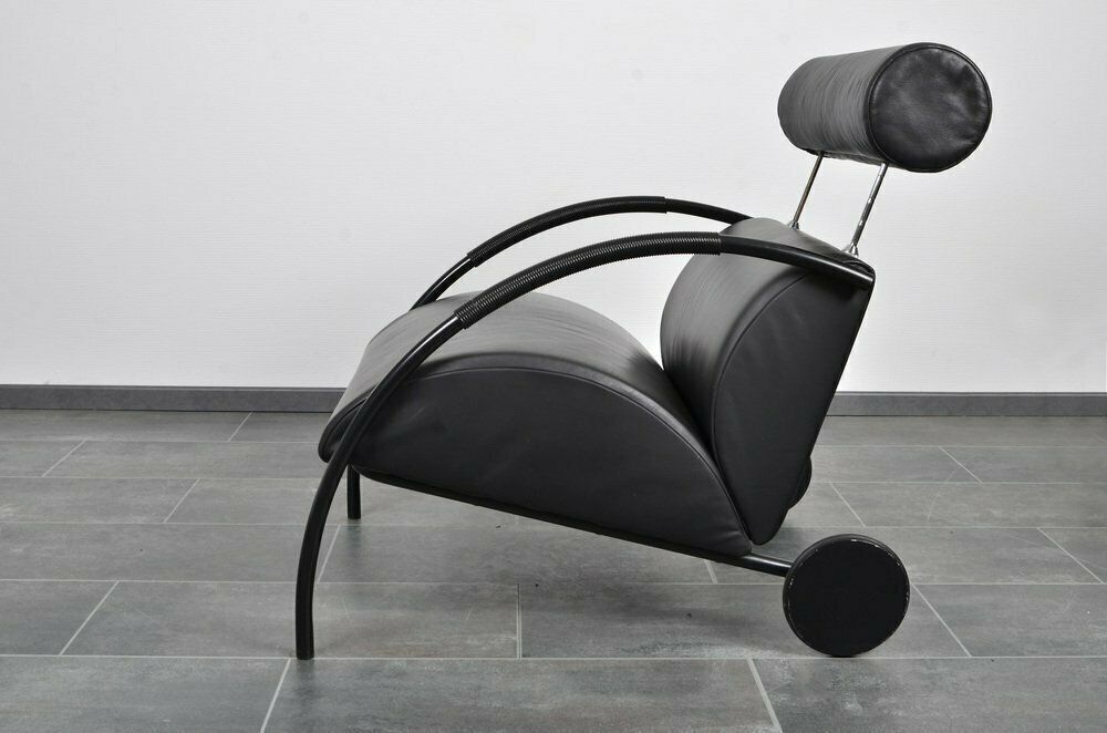 Black Leather Zyklus Armchair And Stool By Peter Maly For Cor 1980s Set Of 2 photo buy
