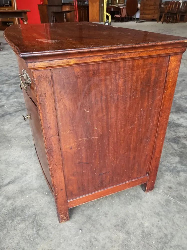 Antique Edwardian Low Bow Front Small Chest Of Drawers With Cupboard photo buy