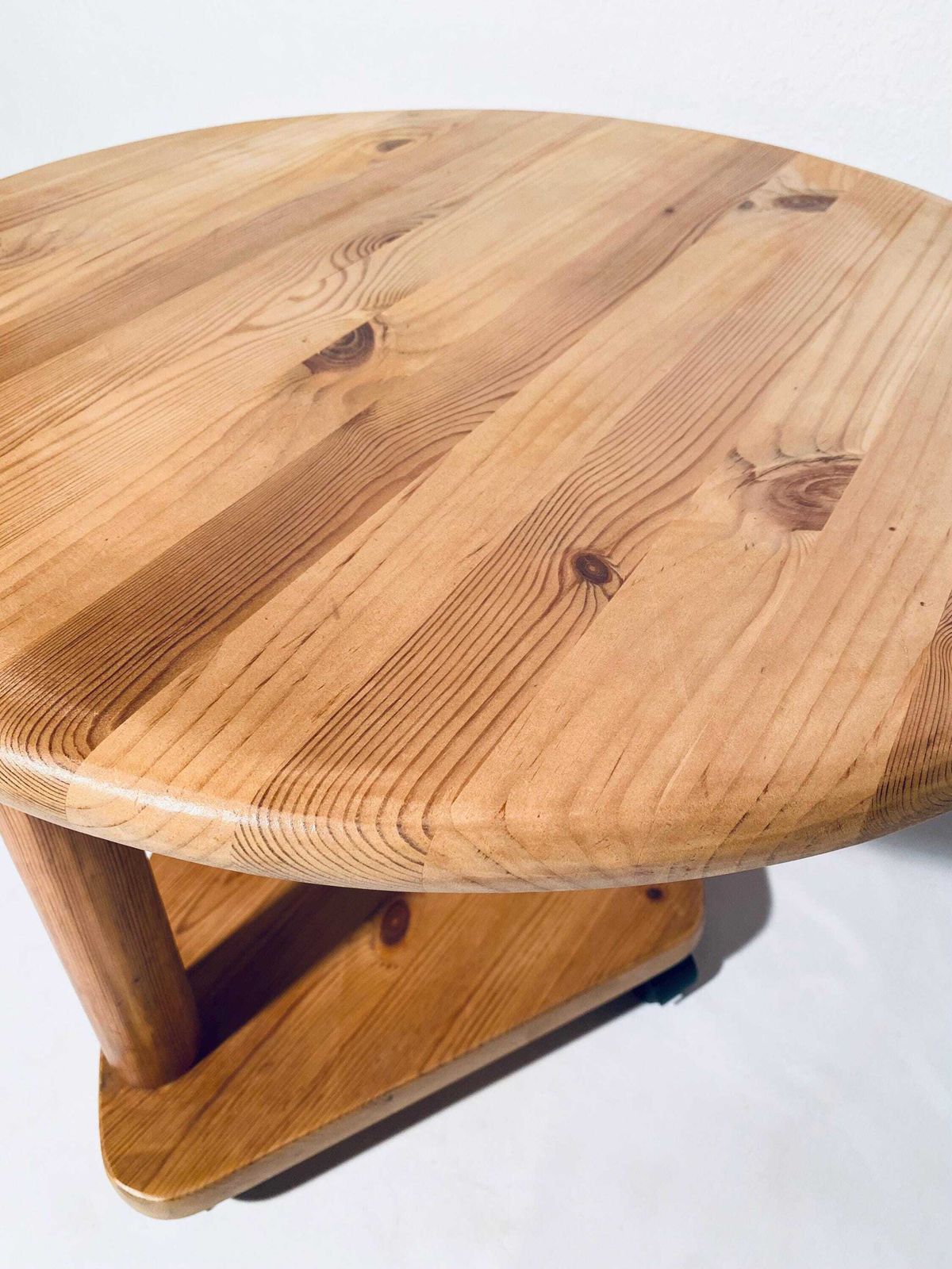 photo for sale Rainer Daumiller Vintage German Round Wooden Coffee Table / 1970s Design Decor