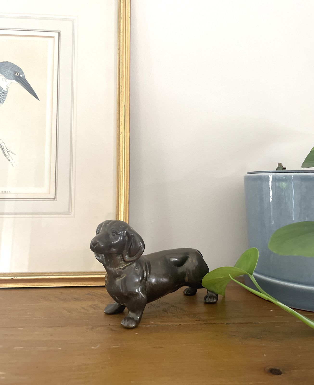 Bronze Sculpture Of A Dachschund, Vintage Heavy Metal Sausage Dog Ornament Statue photo 149.0