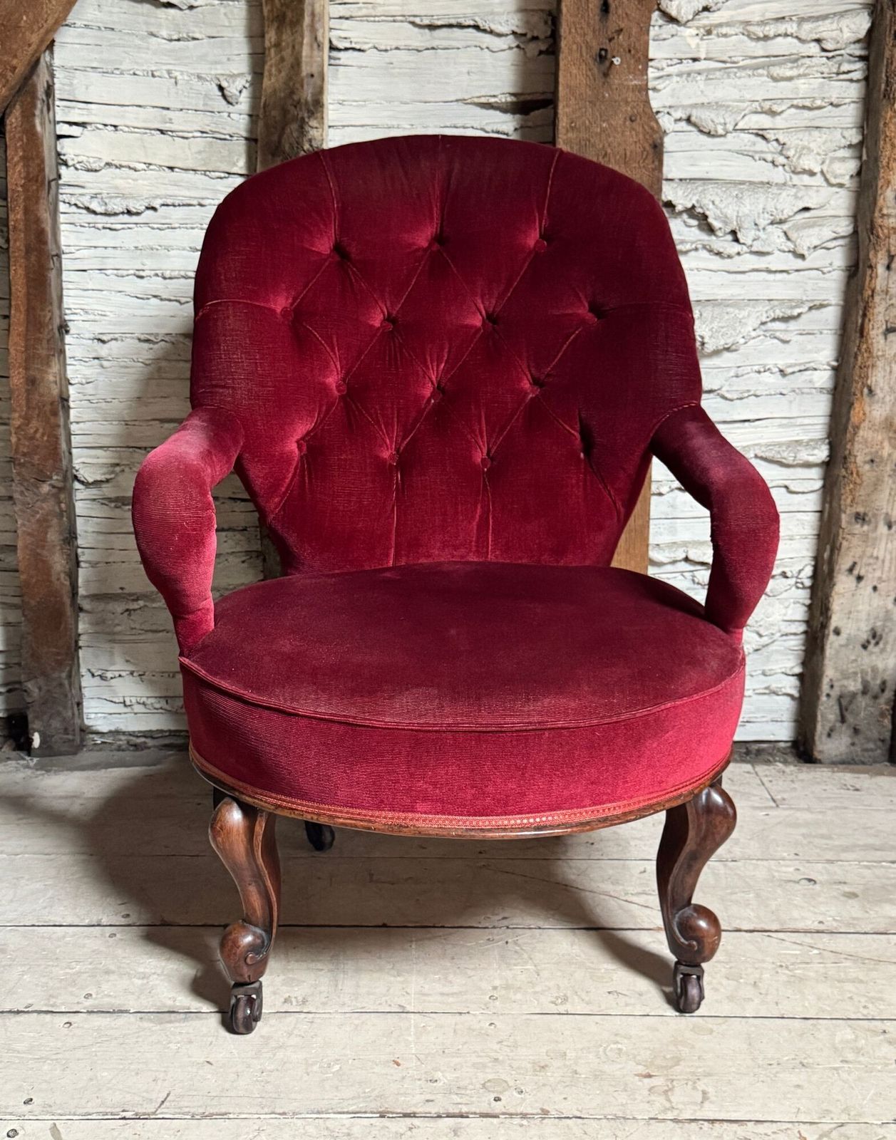 Victorian Iron Framed Button Back Armchair photo for sale