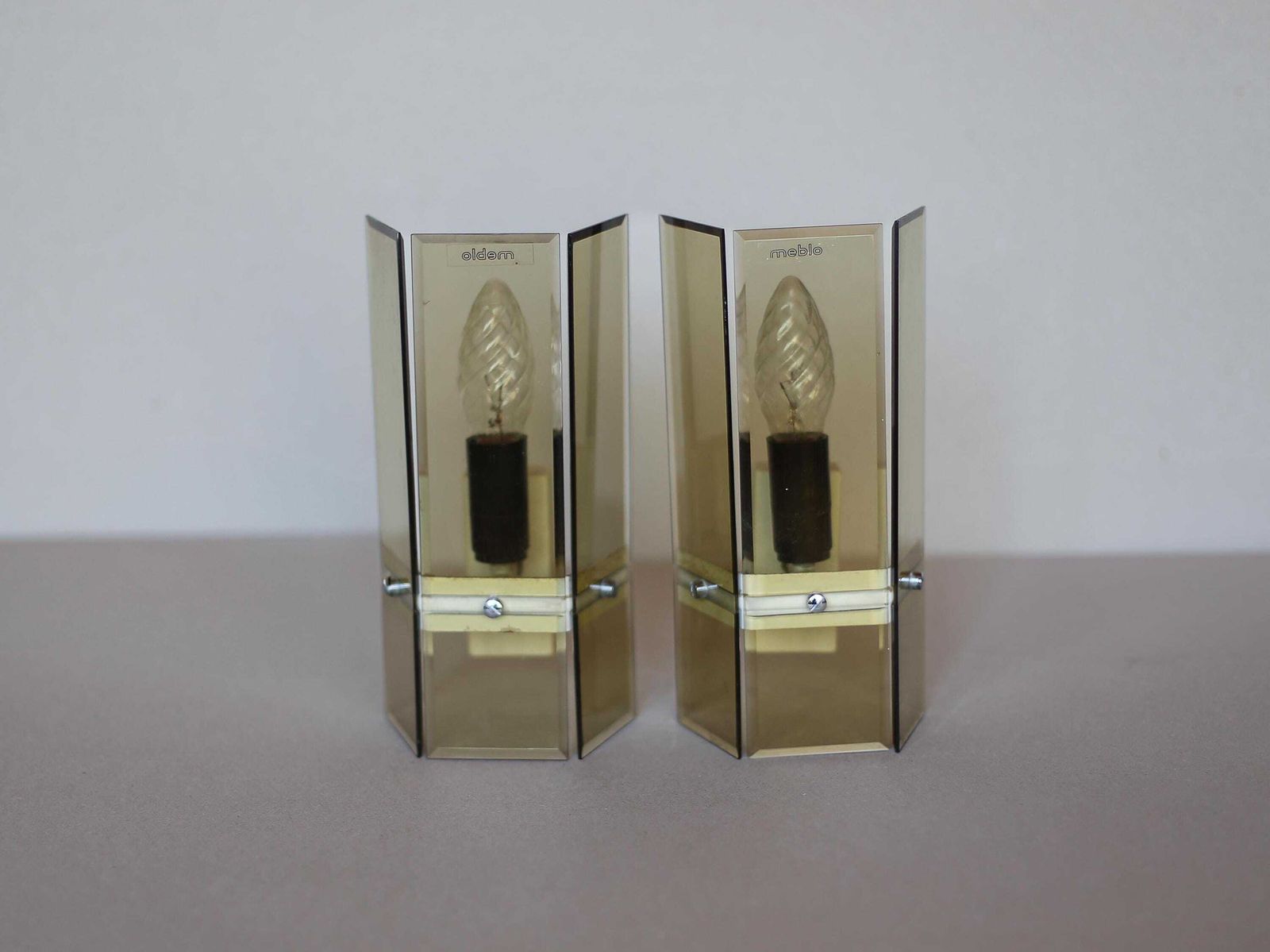 Pair Of Vintage Wall Lights By Meblo Guzzini / Yugoslav Plexiglass Sconces / Space Age Mcm Wall Lamp / Luigi Massoni / Made In Yugoslavia photo for sale