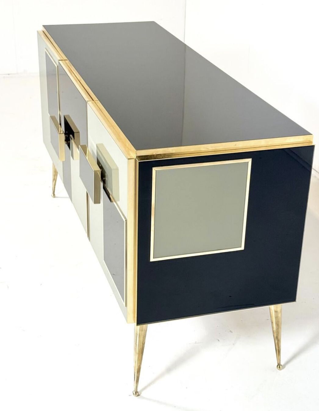 Contemporary Sideboard, Wood Glass And Brass, Italy photo 4230.0
