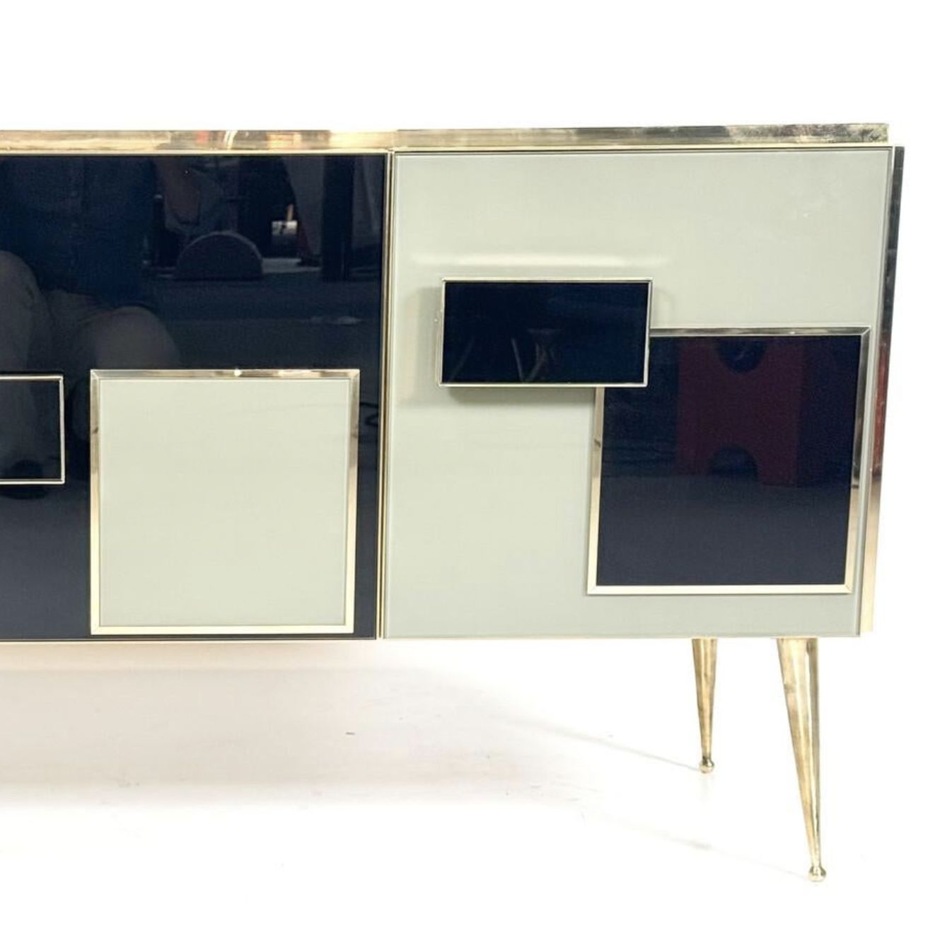 Contemporary Sideboard, Wood Glass And Brass, Italy photo buy