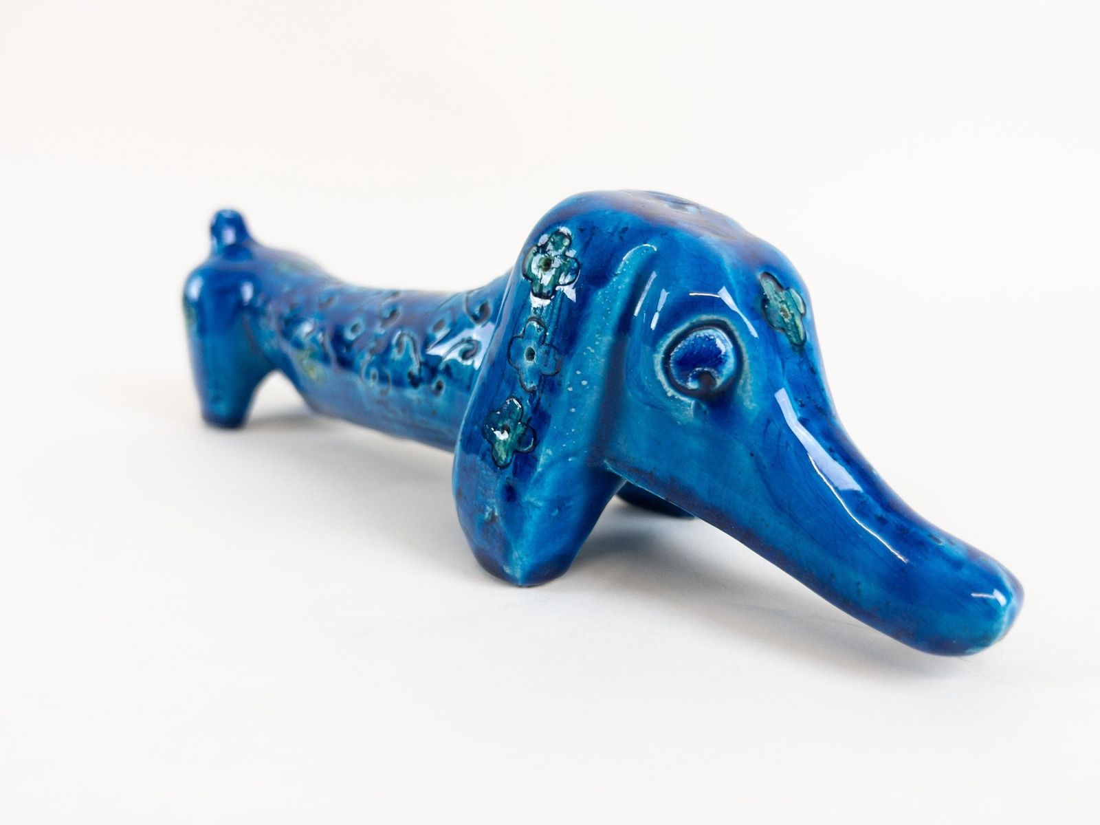 Bitossi Spagnolo Dachshund Dog By Aldo Londi   1960s Bitossi Dachshund In Rare Spagnolo Blu Decor photo vintage