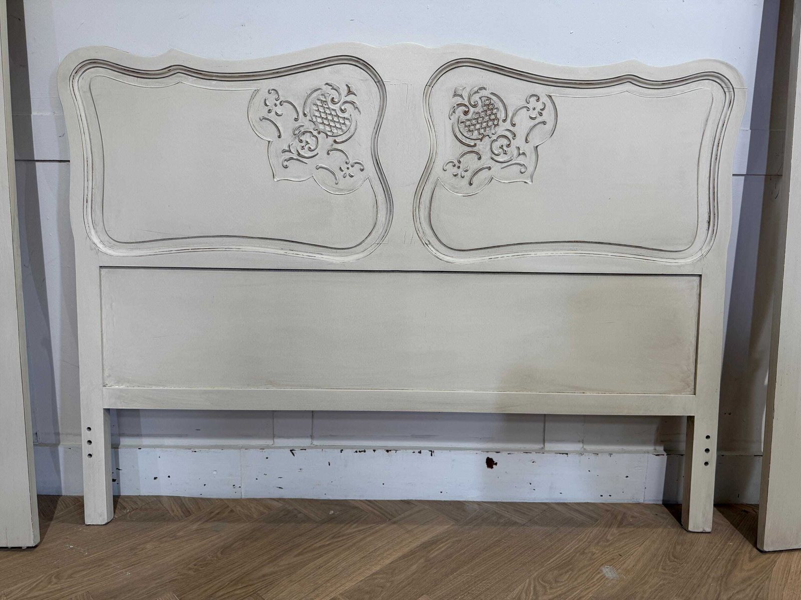Stunning Vintage French Painted 5ft Bed With Slatted Base Kingsize French Bed photo furniture