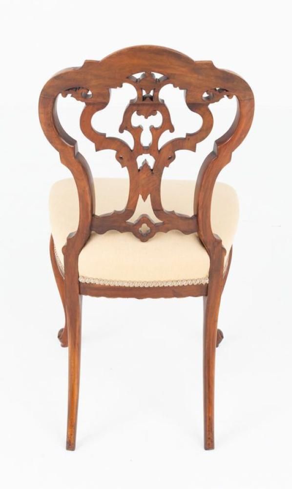 Set Victorian Dining Chairs 6 Walnut Cabriole Seats 1860 photo for sale