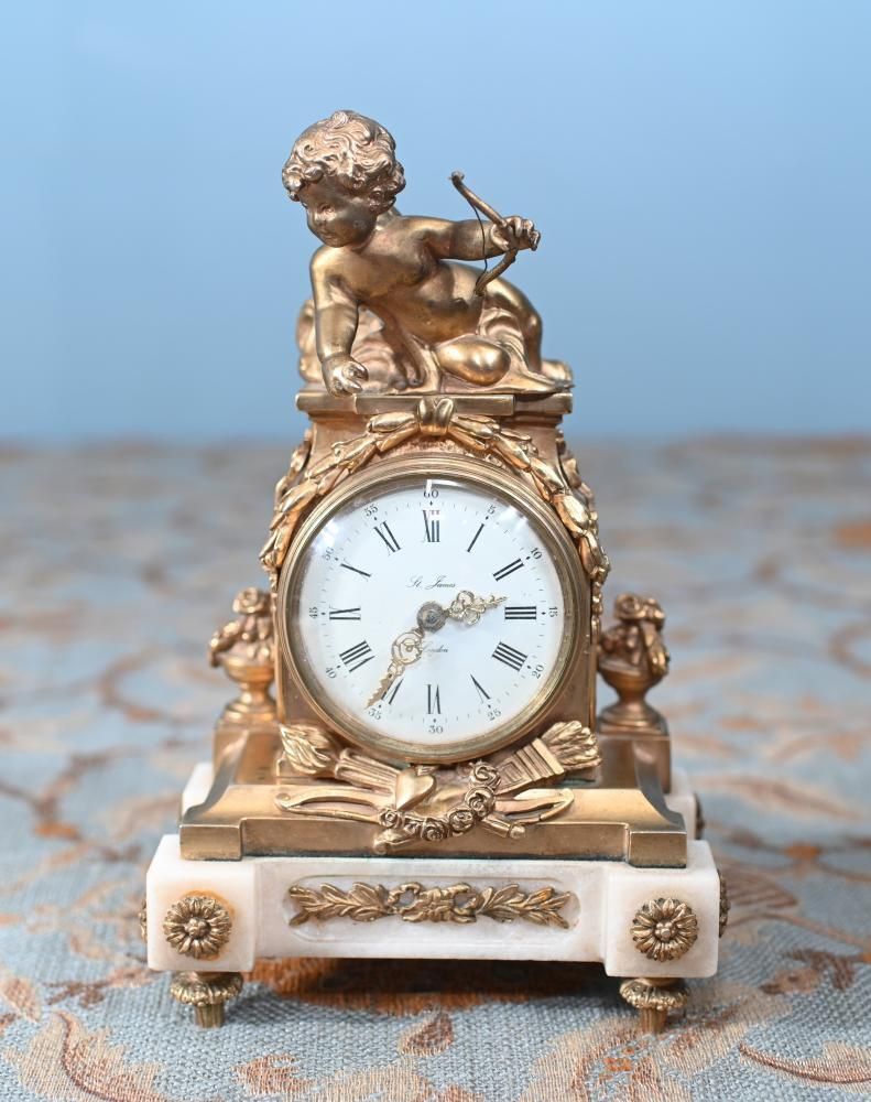 English Gilt Mantel Clock Cherub St James London 1880 photo furniture