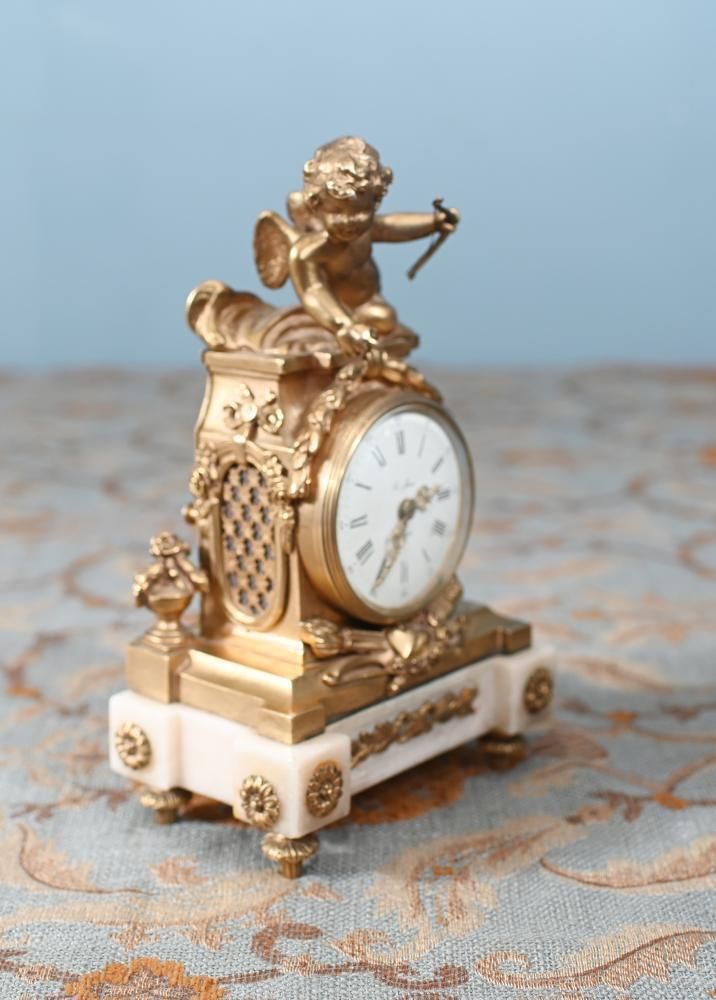 English Gilt Mantel Clock Cherub St James London 1880 photo 1250.0