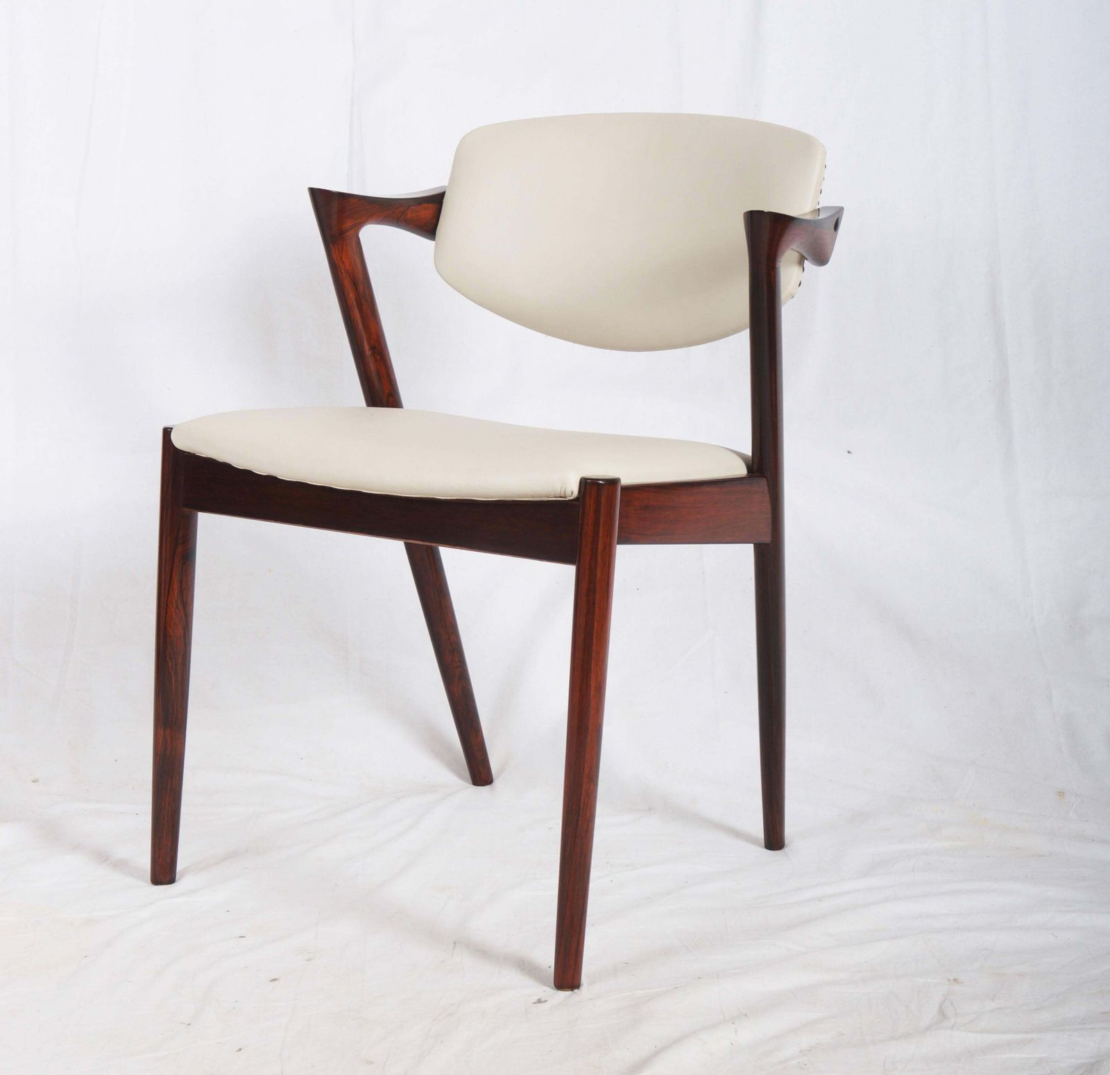 Hardwood And Leather Chairs By Kai Kristiansen Model 42 photo for sale
