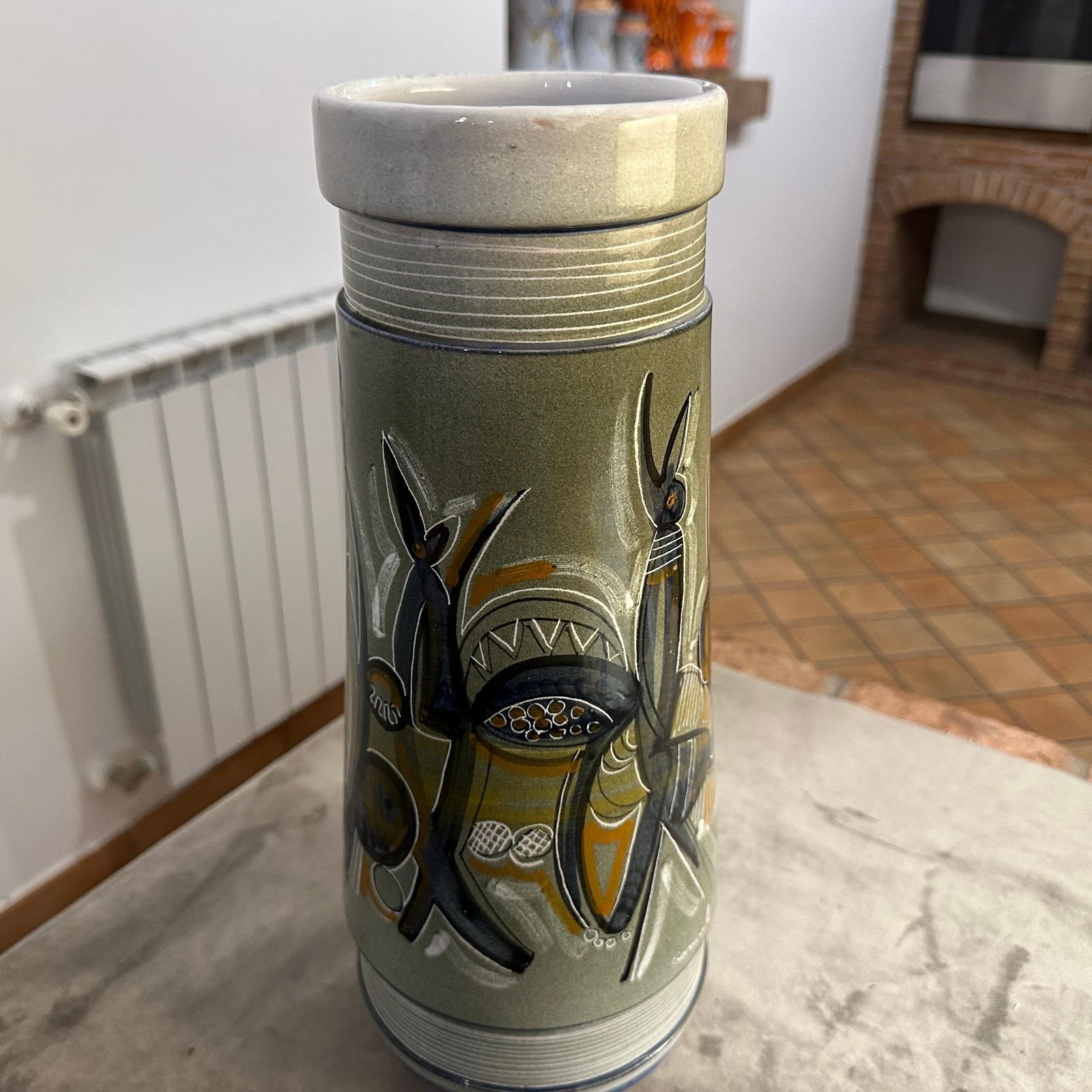 A Unique 1960s Futurist Hand Painted Ceramic Vase By Cianciolo For Nova photo vintage