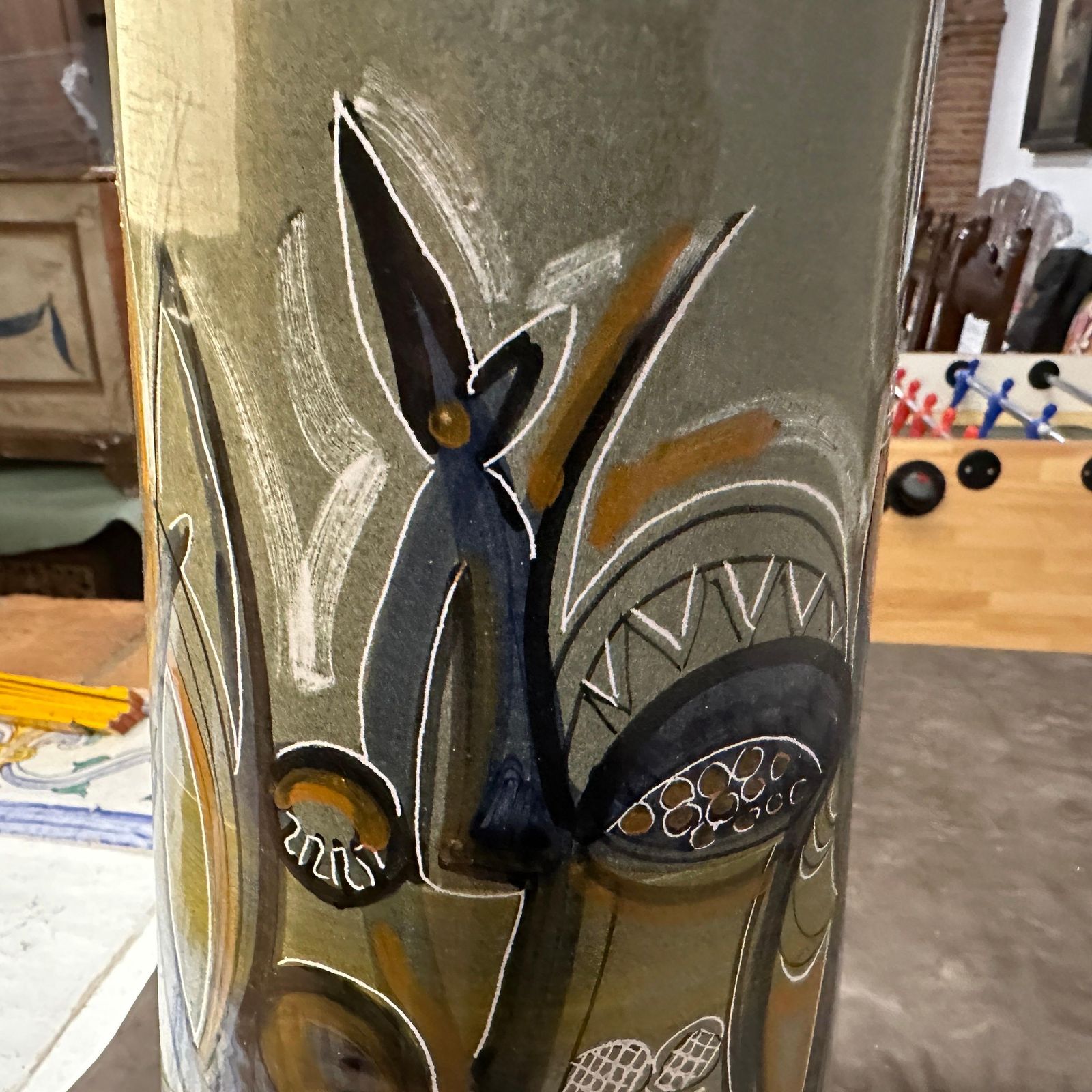 photo furniture A Unique 1960s Futurist Hand Painted Ceramic Vase By Cianciolo For Nova
