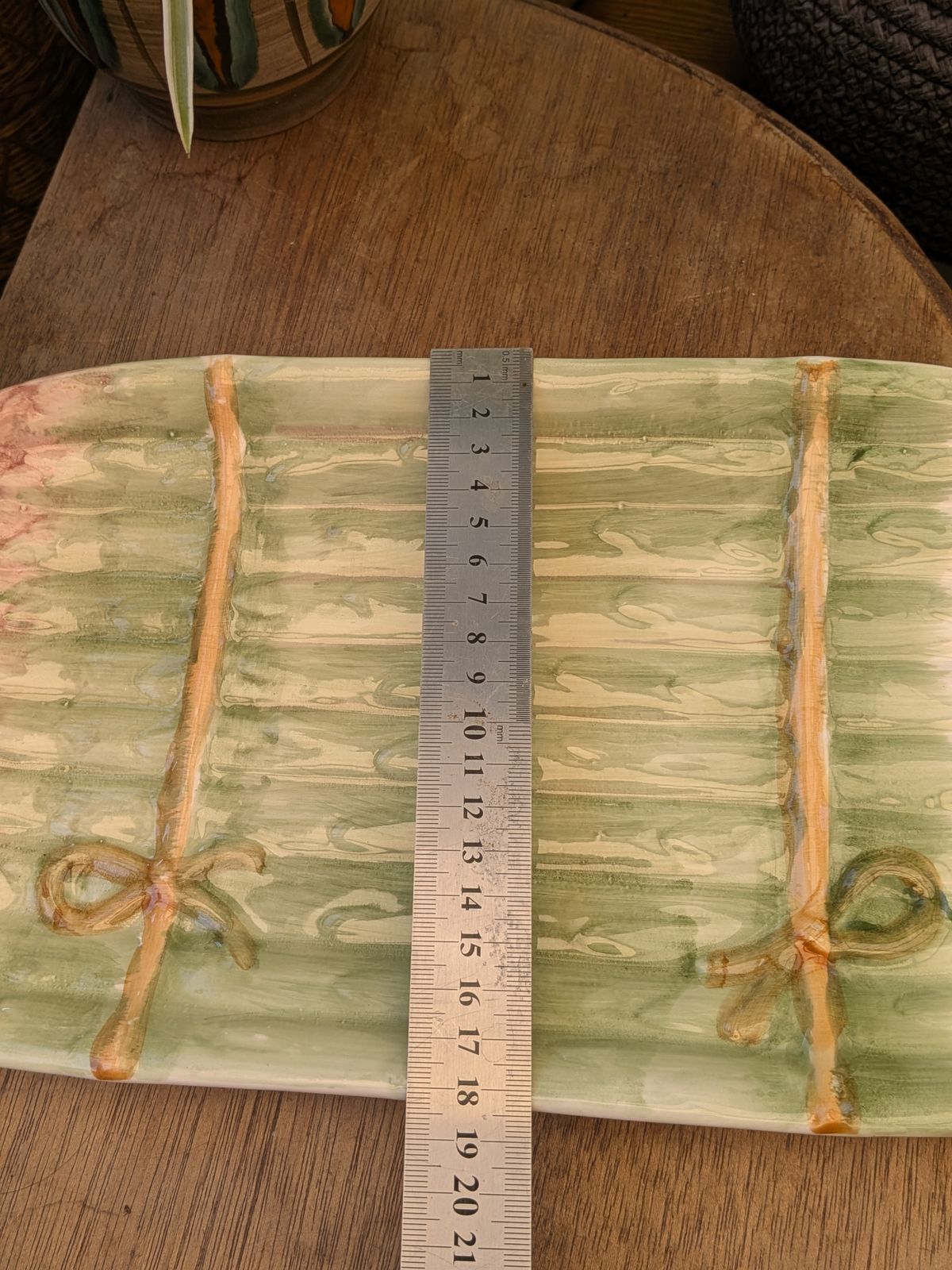Vintage French Hand Painted Majolica Asparagus Cradle With Serving Plate 1313g photo vintage