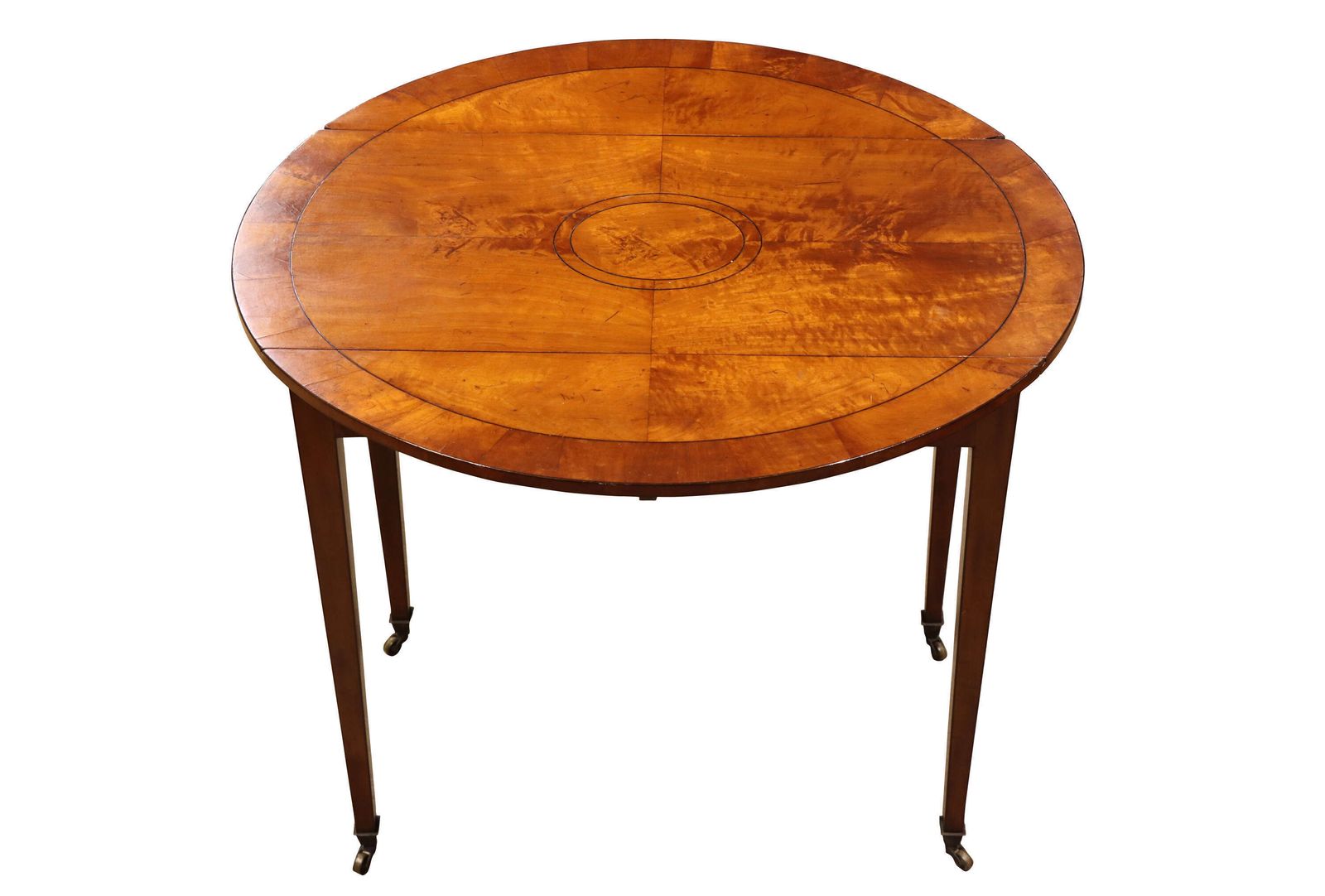 Fine 19th Century Satinwood Oval Pembroke Table With Crossbanded Top photo furniture