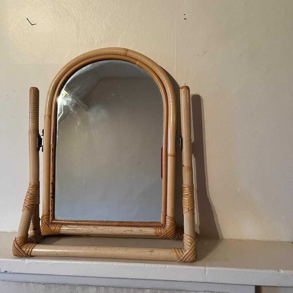 photo for sale Vintage Bamboo Swing Mirror, 1970s