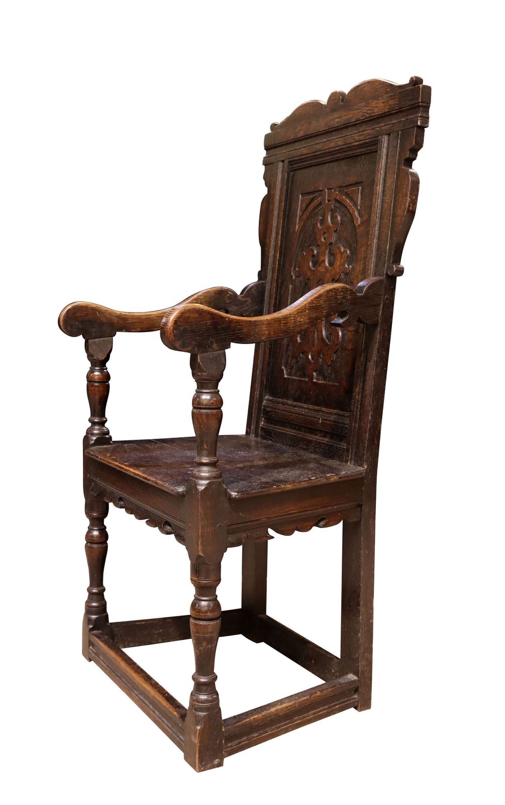 A 19th Century Carved Oak Wainscot Chair – 17th Century Style, Small Size photo for sale
