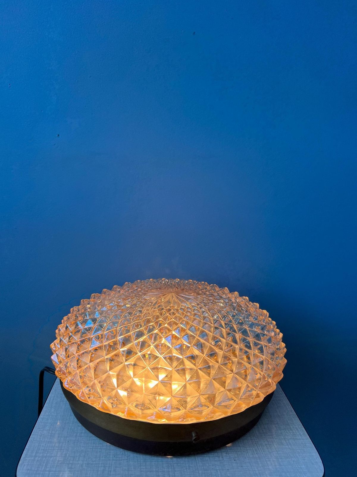 Mid Century Crystal Glass Flush Mount Ceiling Lamp photo for sale